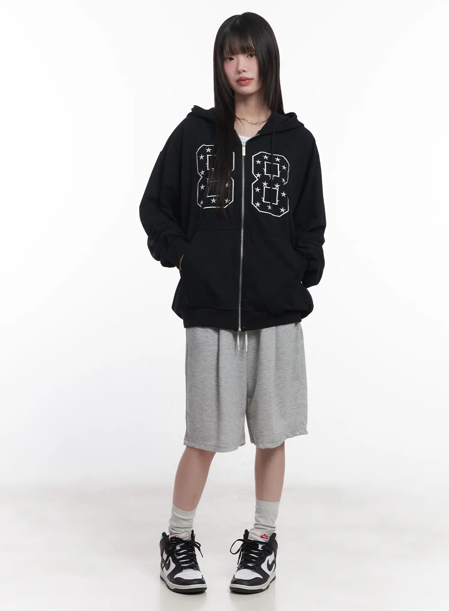 "88" Oversized Zip-Up Hoodie CU519 - Image 3