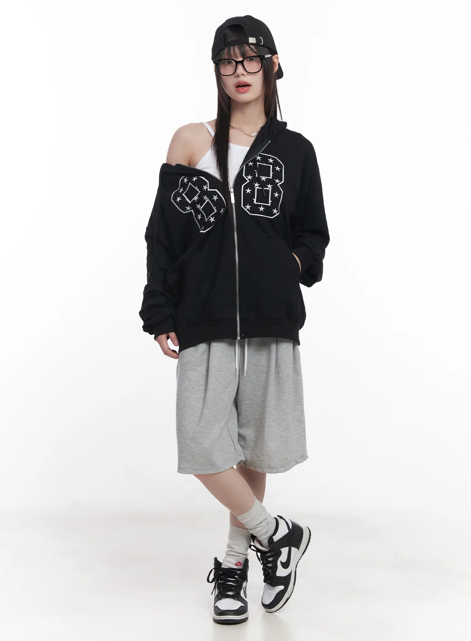 "88" Oversized Zip-Up Hoodie CU519 - Image 4