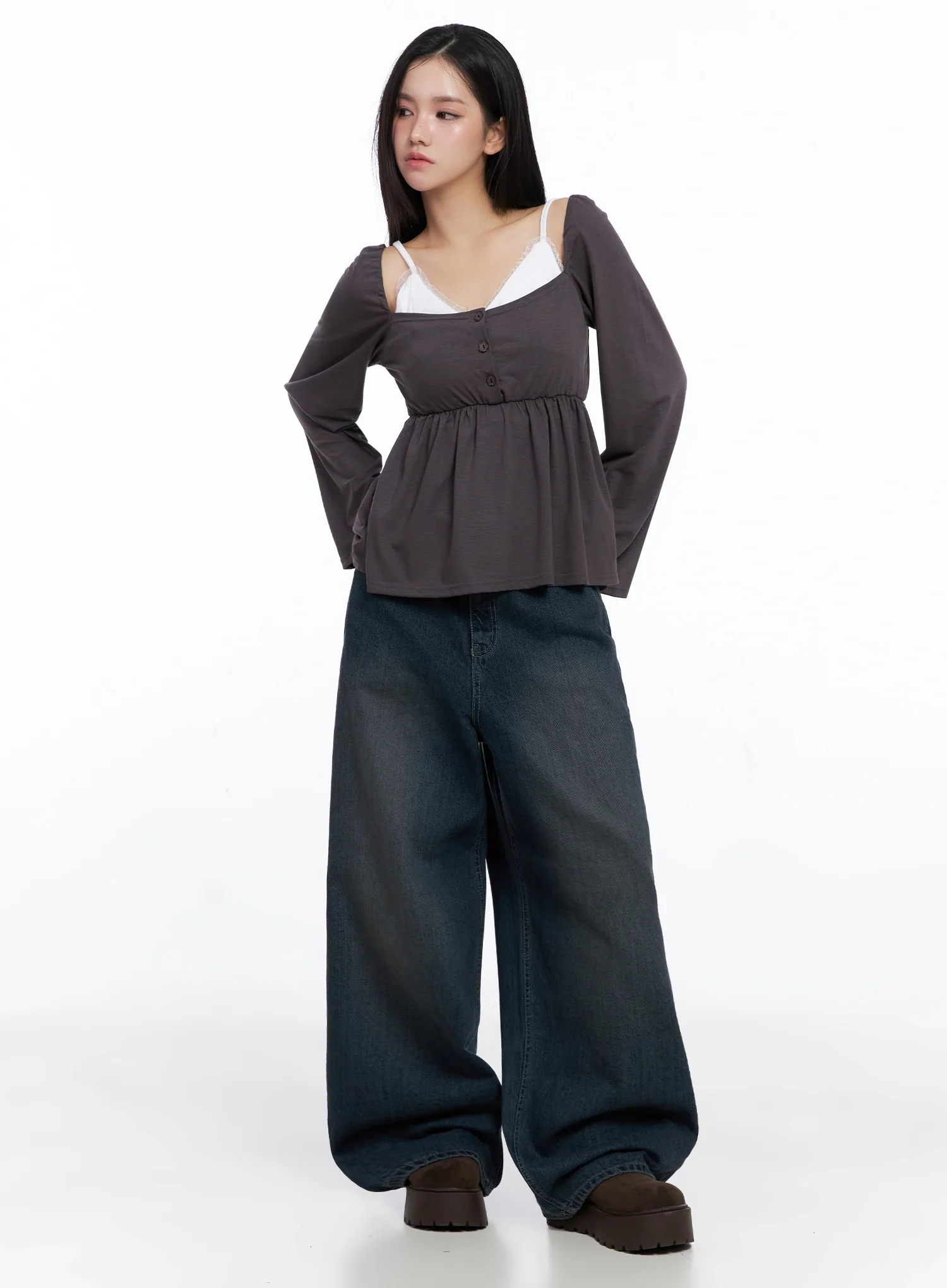Adelyn Washed Baggy Jeans IS525 - Image 6