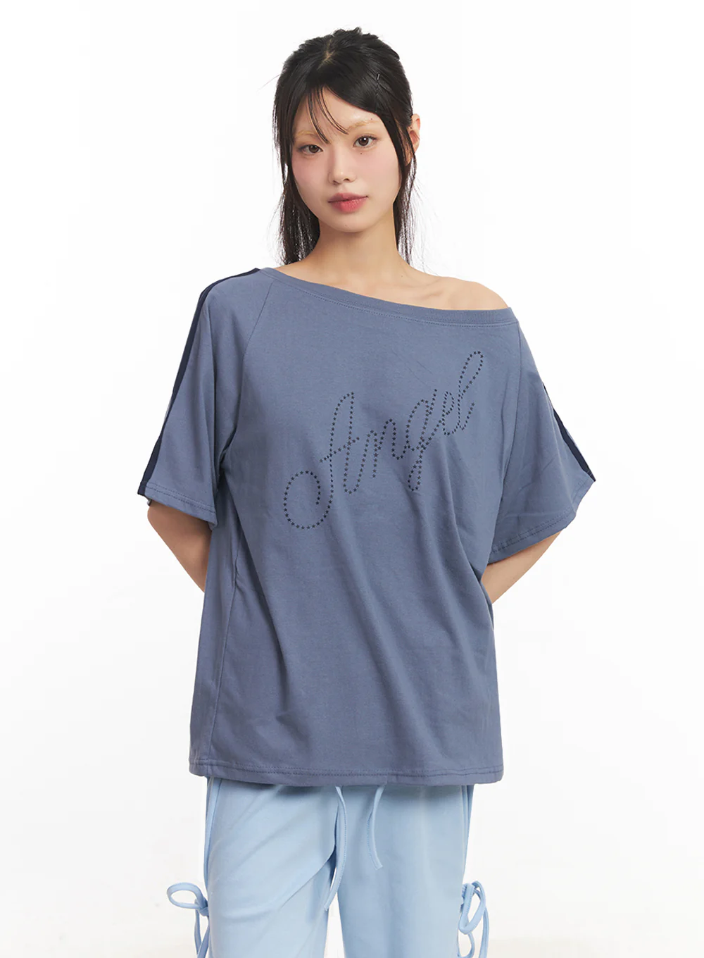 Angel One-Shoulder Stripe T-Shirt IY502 - Image 16