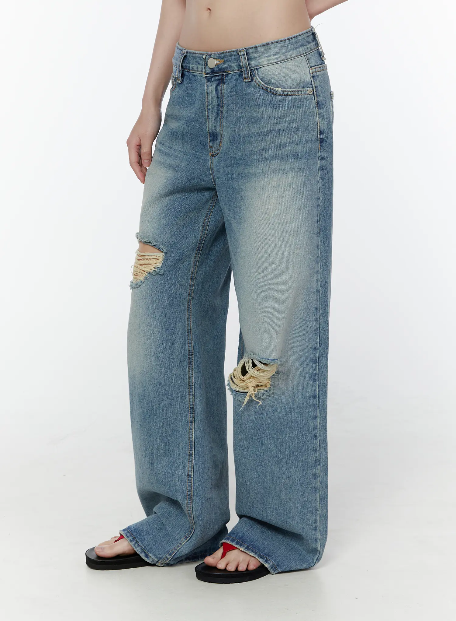 Anouk Vintage Wash Ripped Straight Jeans CU505 - Image 5
