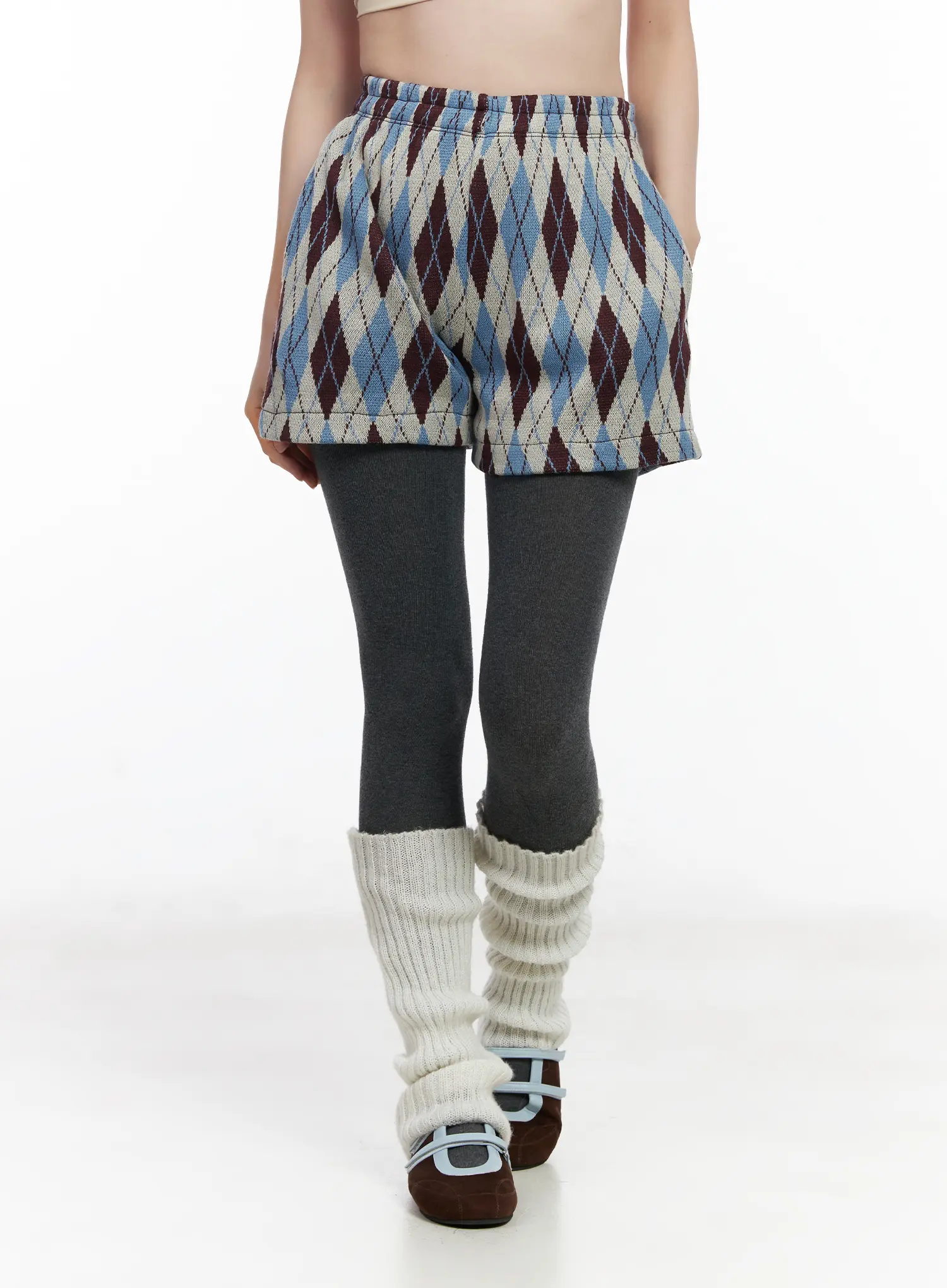 Argyle Pattern Knit Shorts CJ520 - Image 2
