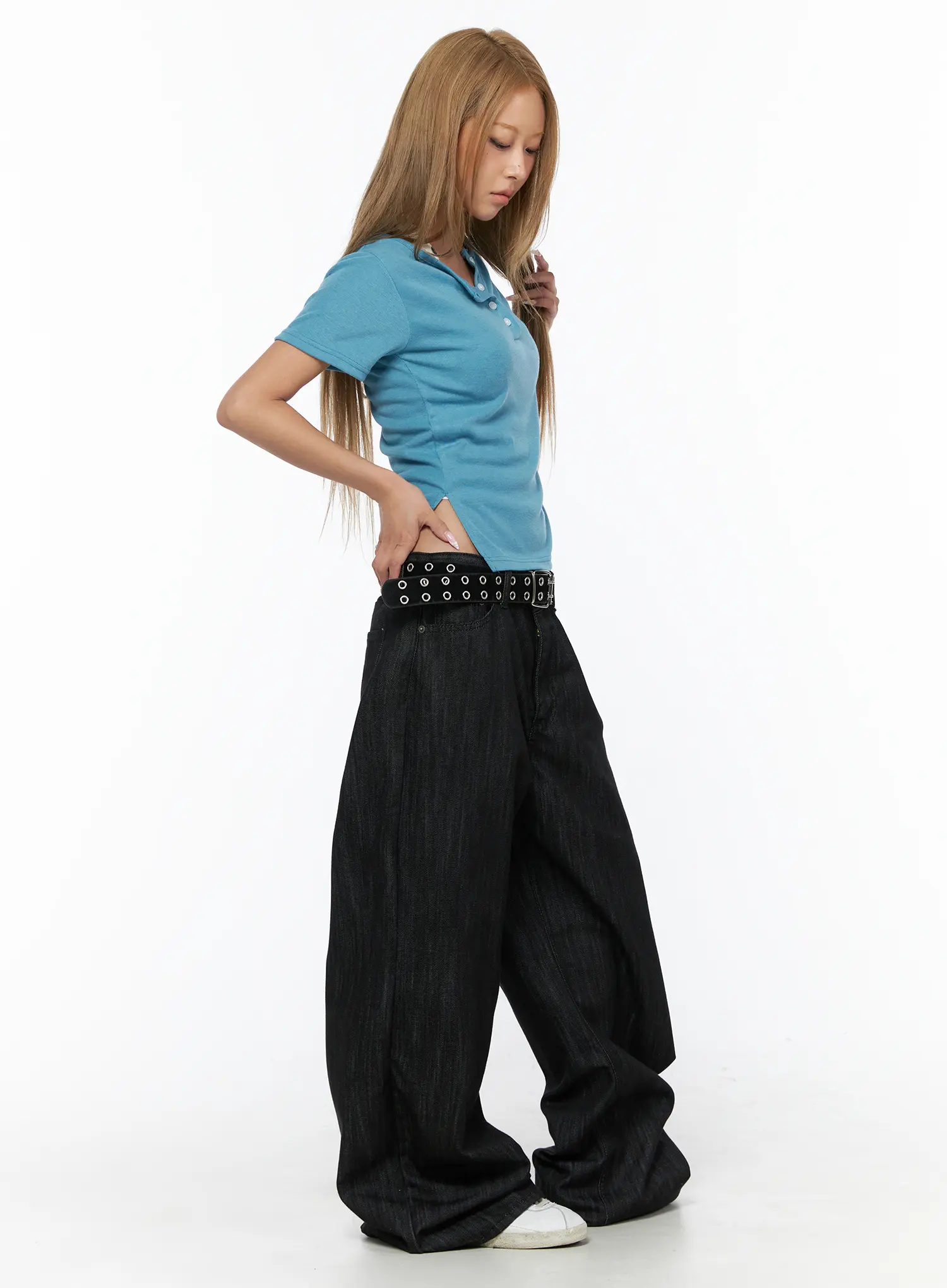 Asymmetric Button Short Sleeve Top CU524 - Image 4