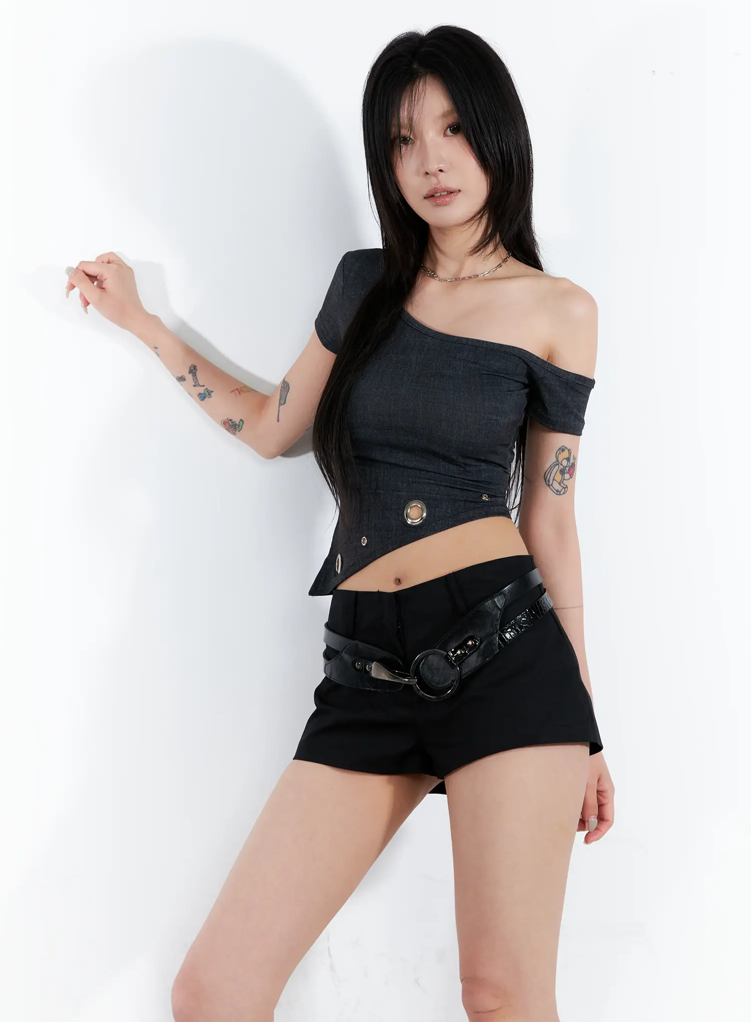 Asymmetric Eyelet Crop Top CL525 - Image 10