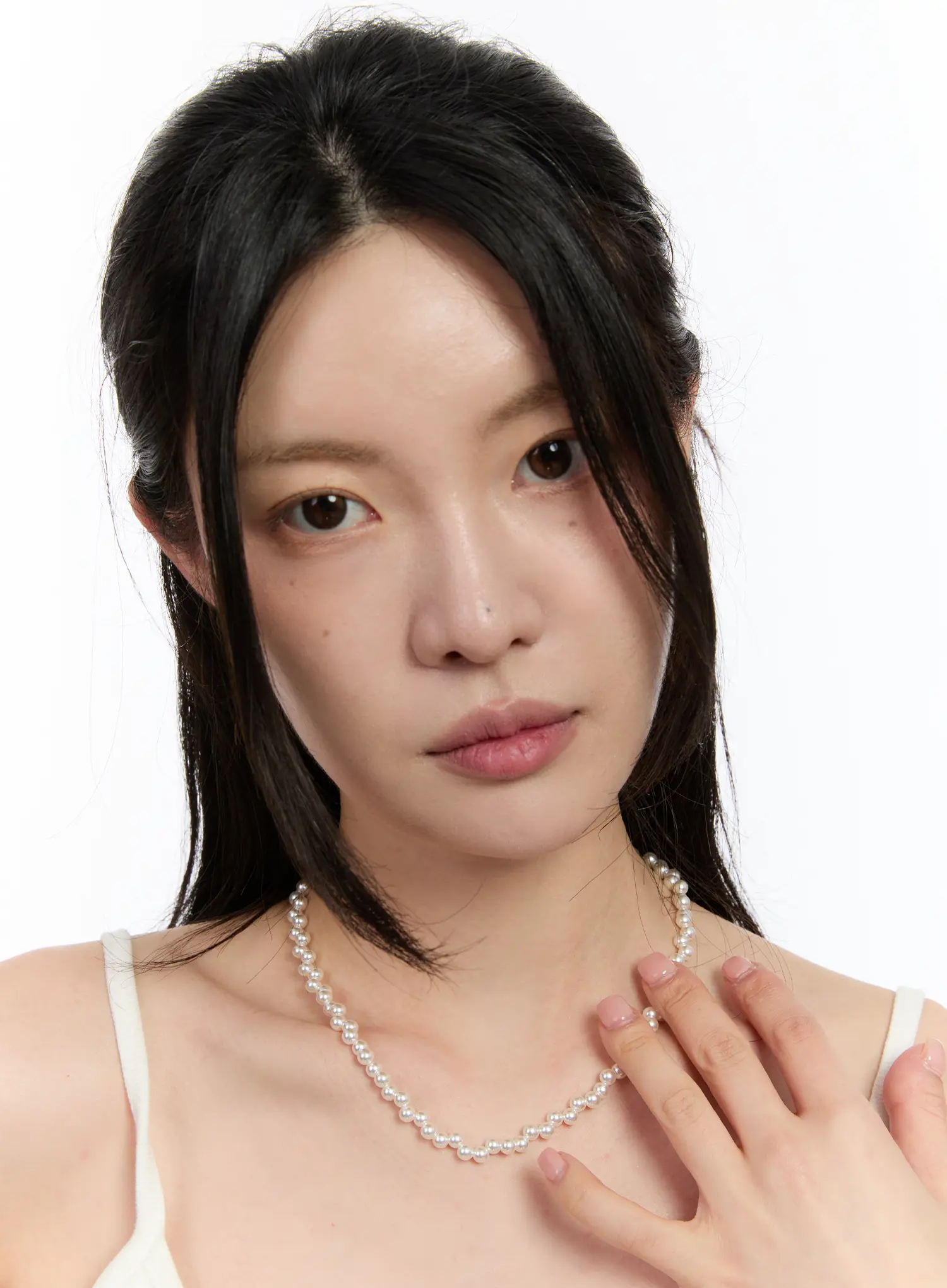 Asymmetric Faux Pearl Necklace CA508 - Image 2