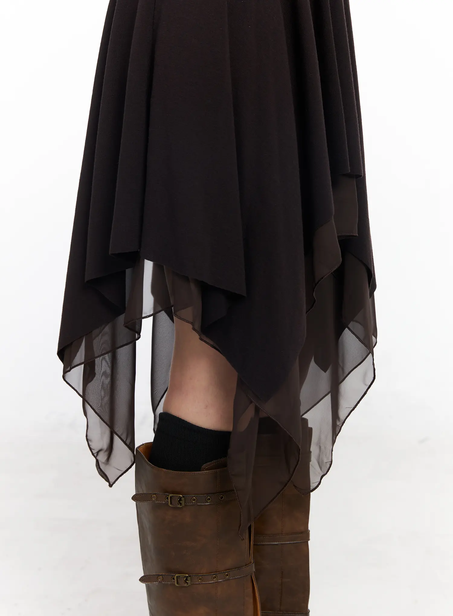 Asymmetric Flare Chiffon Midi Skirt CJ523 - Image 3