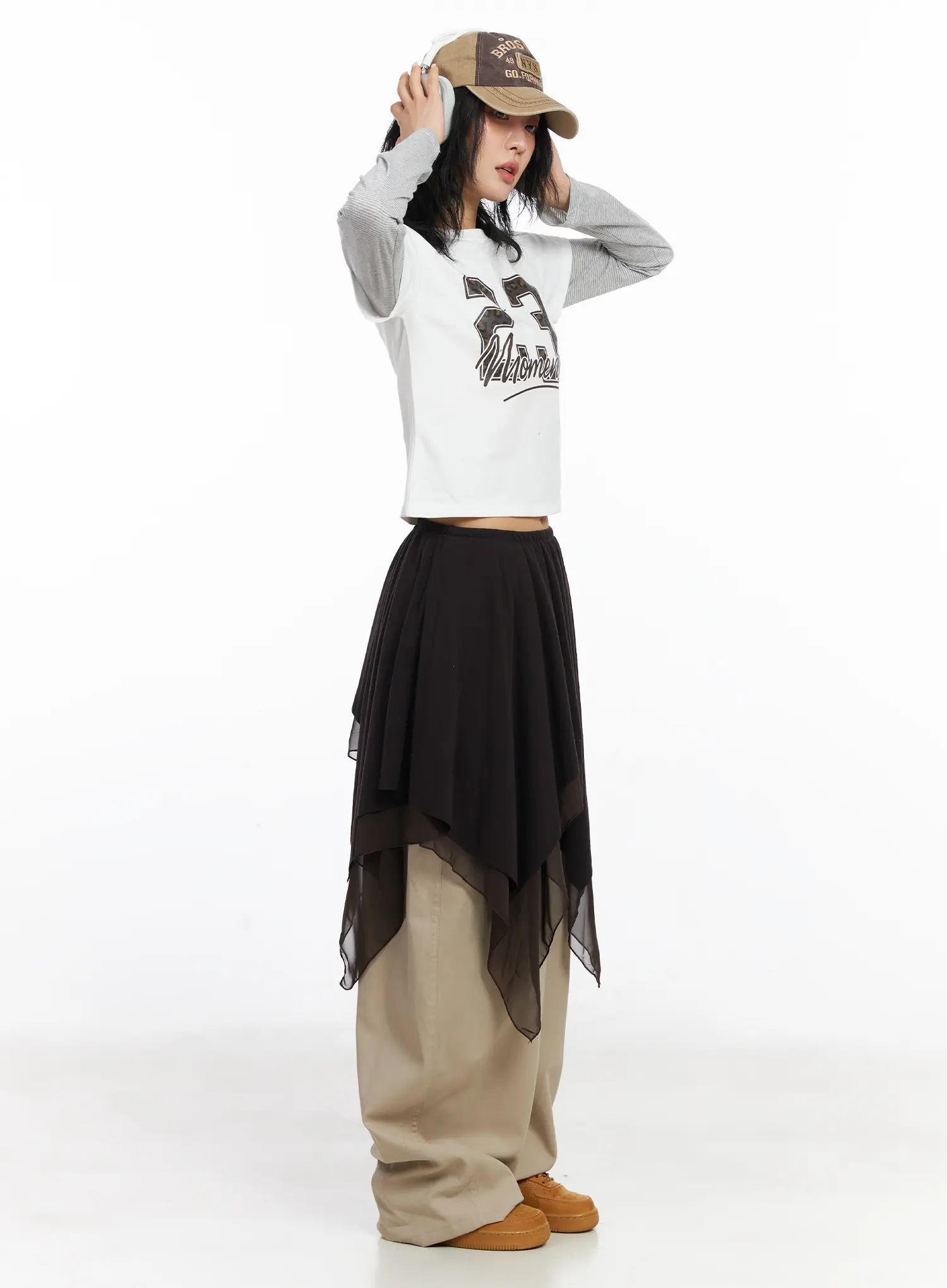 Asymmetric Flare Chiffon Midi Skirt CJ523 - Image 5