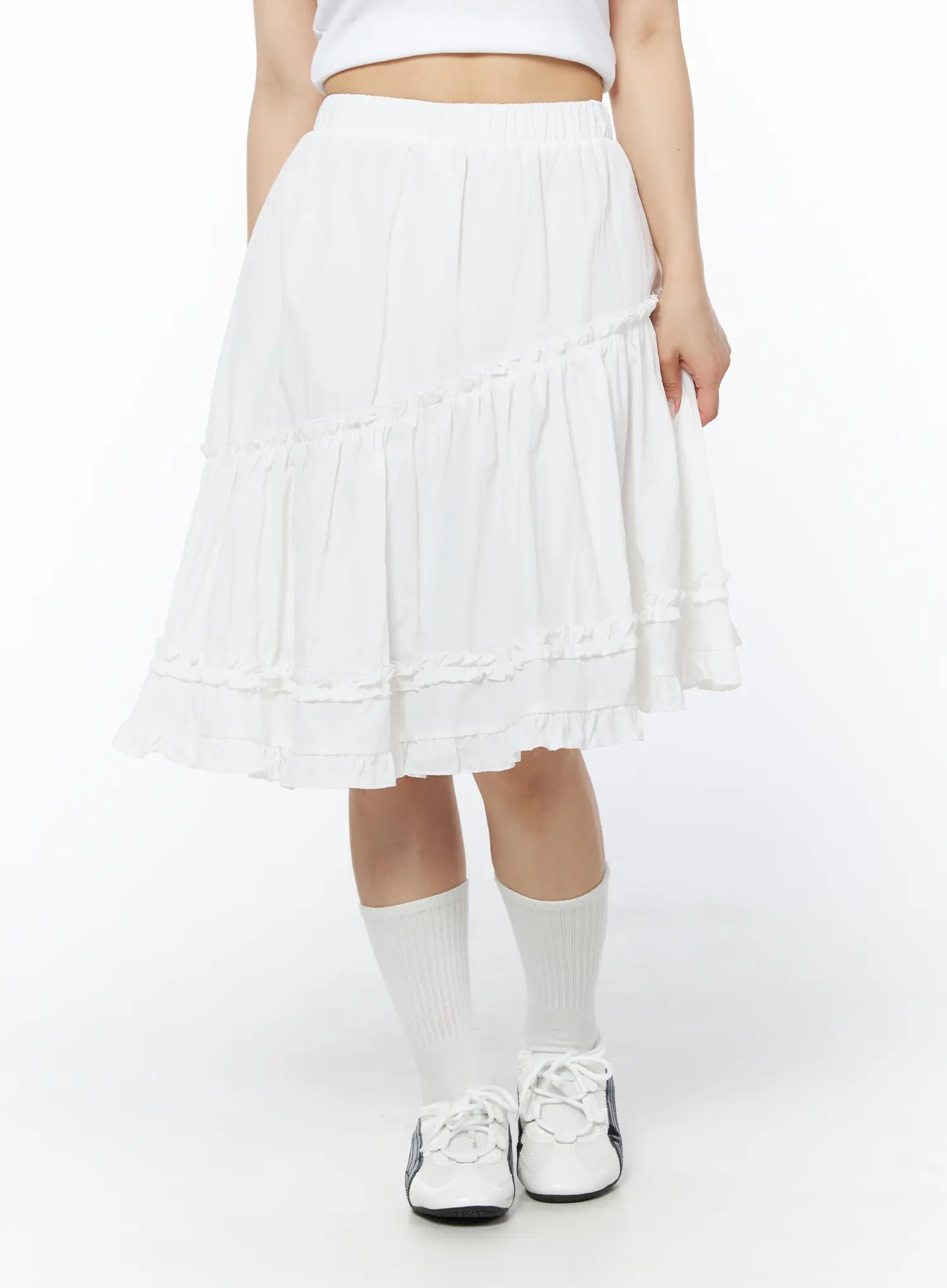 Asymmetric Frill Trim Midi Skirt CD805 - Image 9