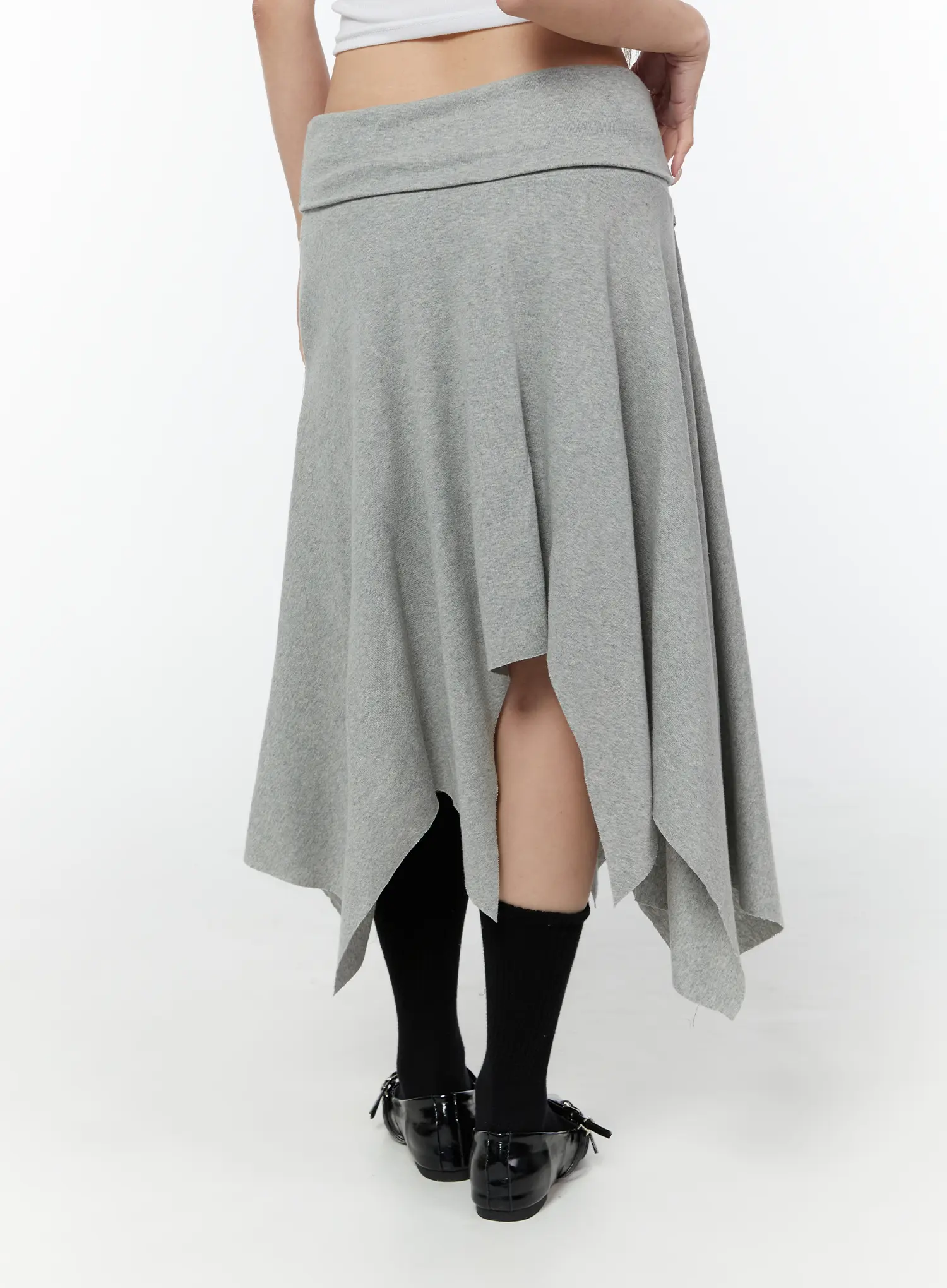 Asymmetric Hem Belted Midi Skirt CY518 - Image 4