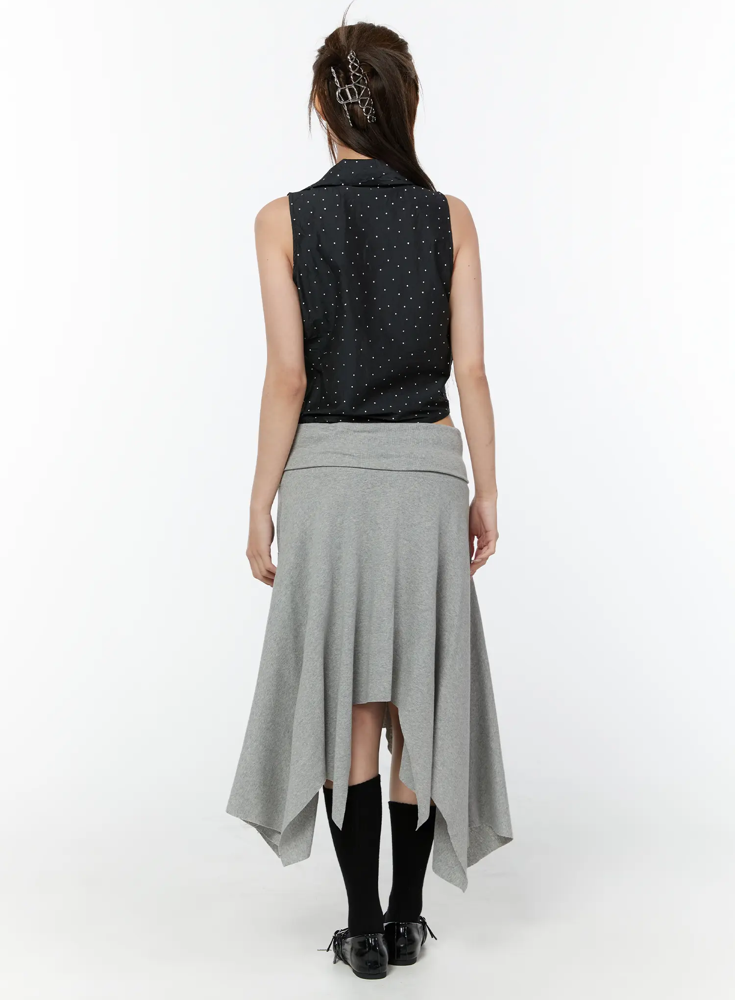 Asymmetric Hem Belted Midi Skirt CY518 - Image 7