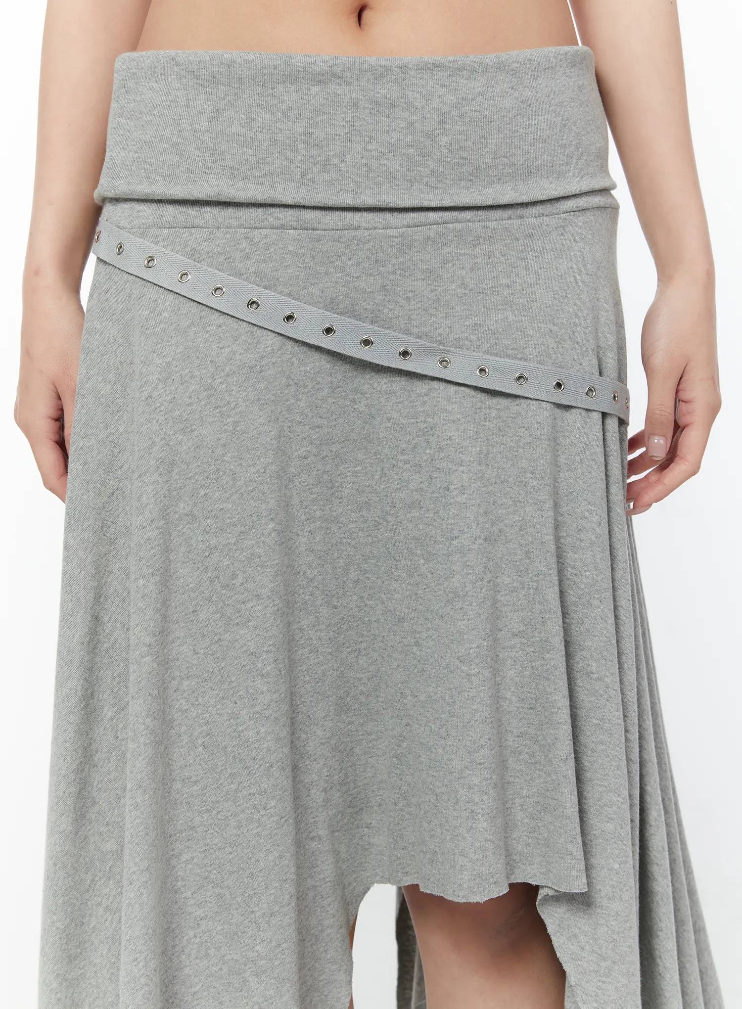 Asymmetric Hem Belted Midi Skirt CY518 - Image 8