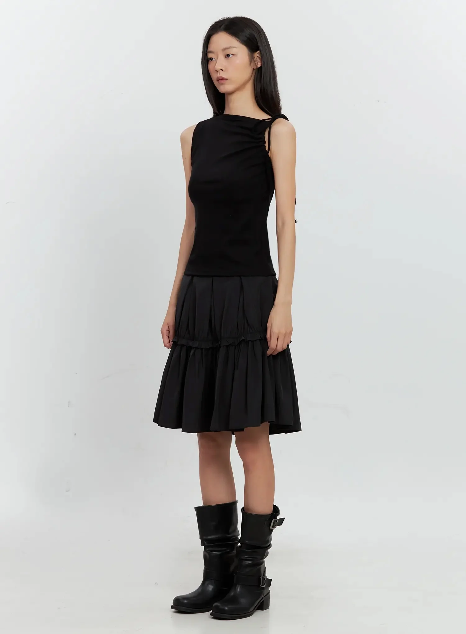 Asymmetric High Neck Tank Top IL528 - Image 11