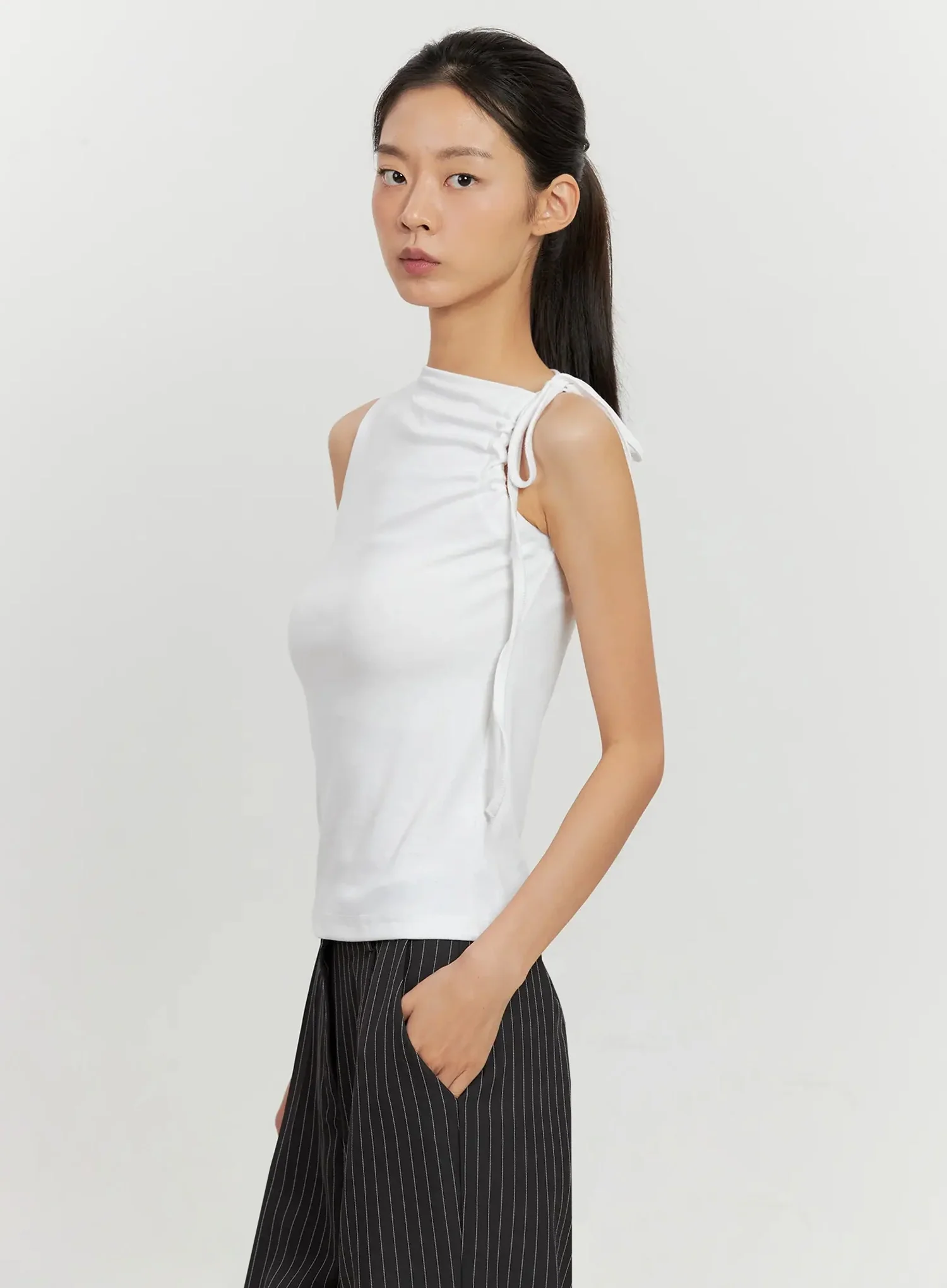 Asymmetric High Neck Tank Top IL528 - Image 15