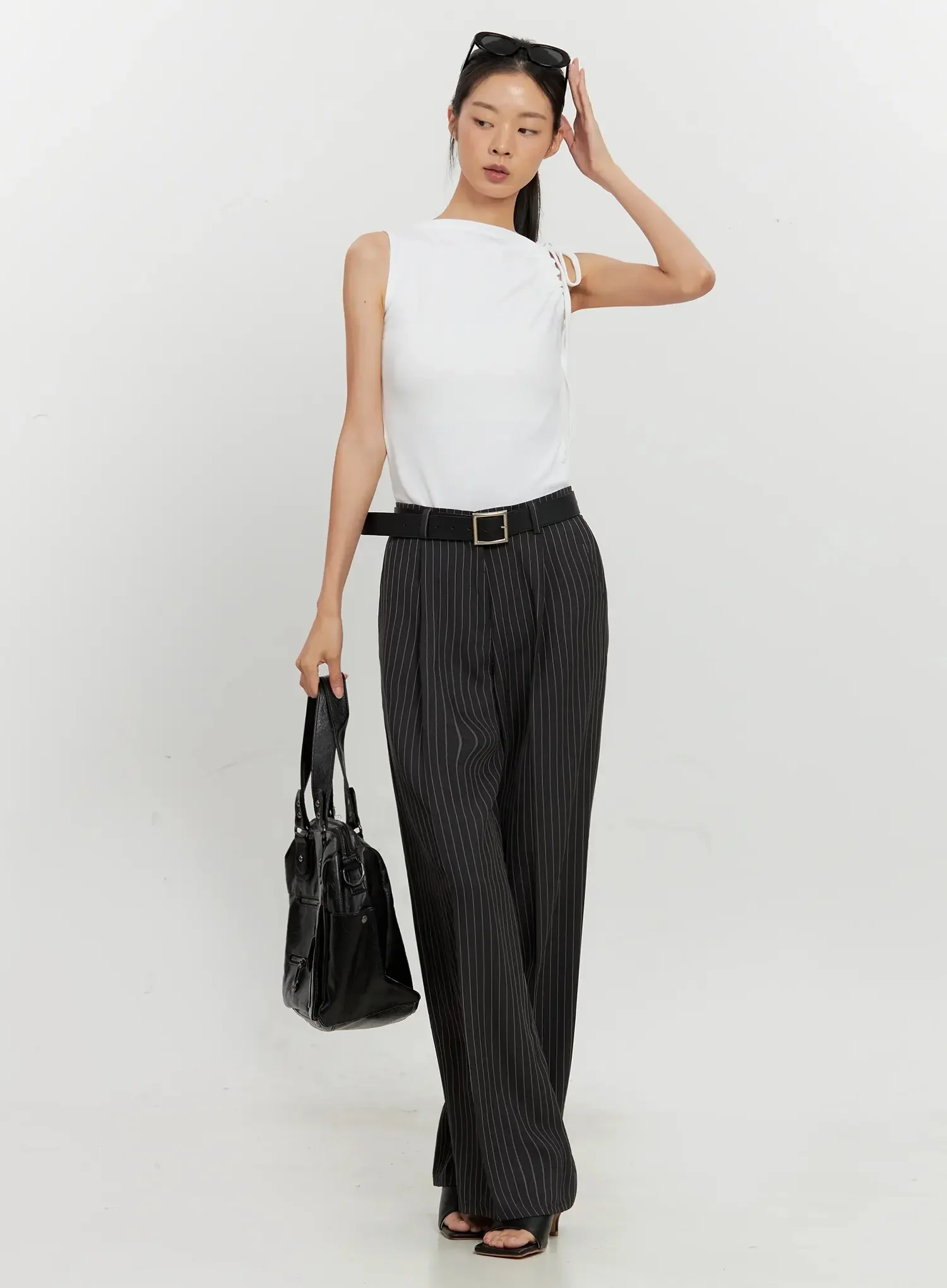 Asymmetric High Neck Tank Top IL528 - Image 2