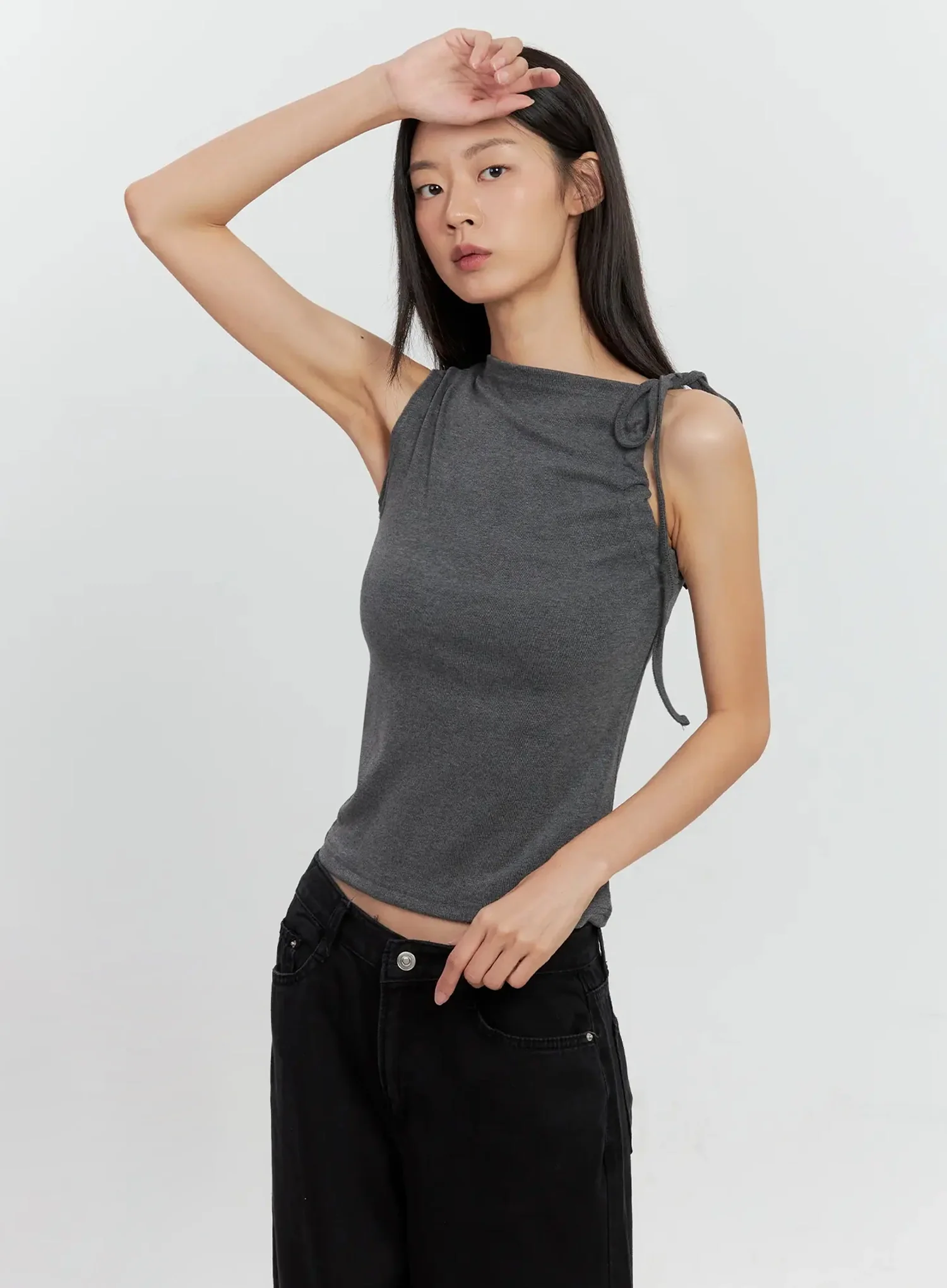 Asymmetric High Neck Tank Top IL528 - Image 23