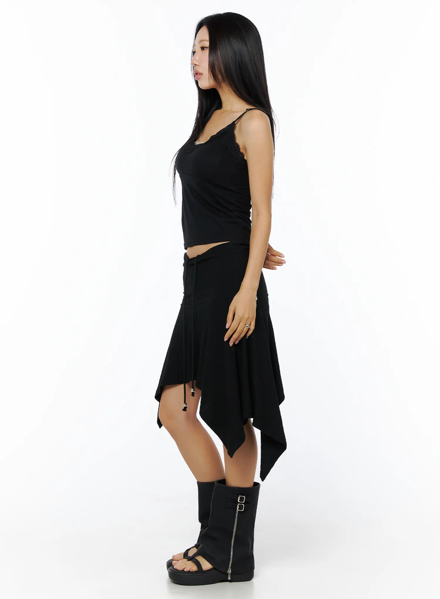 Asymmetric Midi Skirt with Drawstring CU512 - Image 6