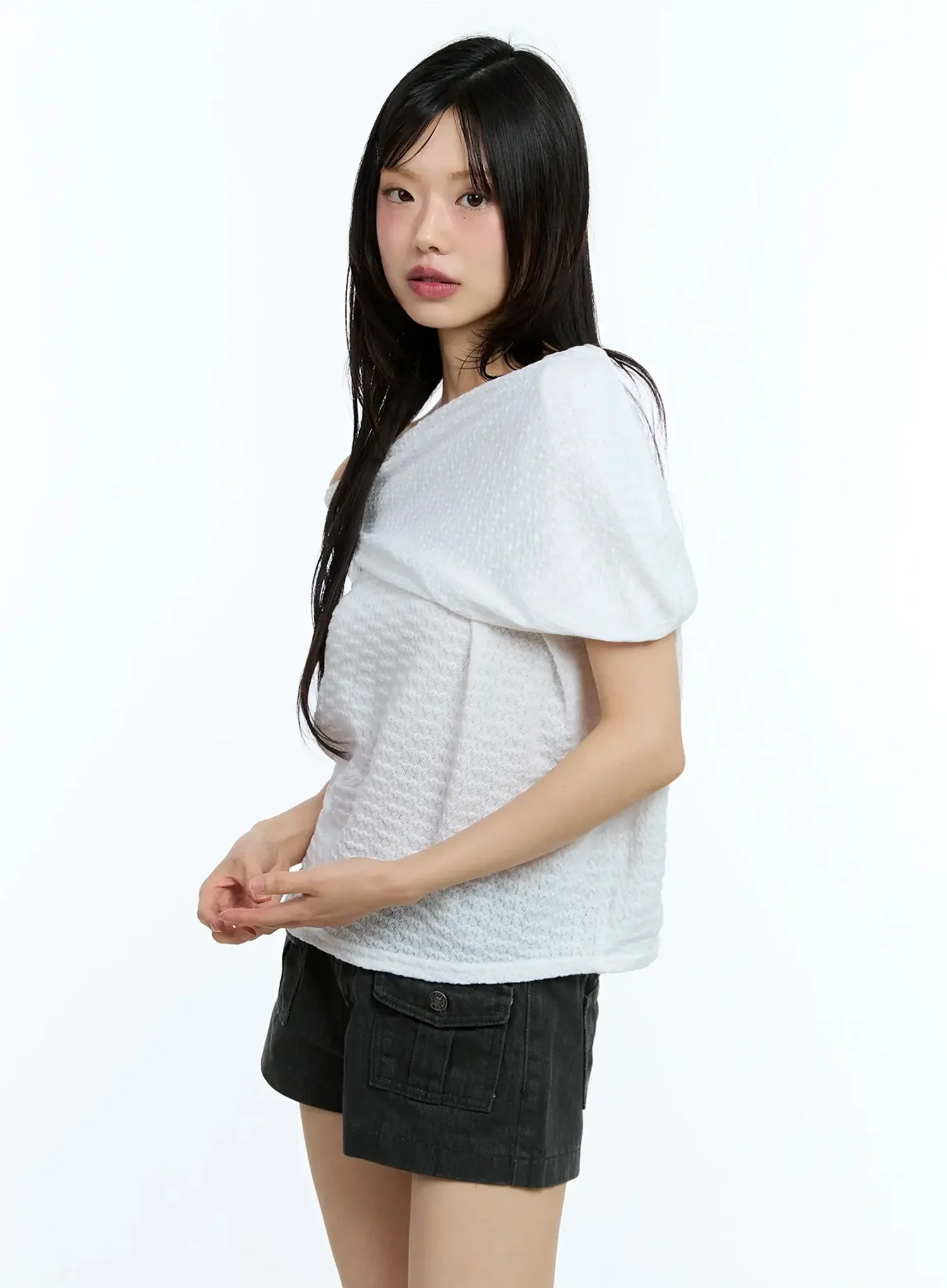 Asymmetric One-Shoulder Loose-Fit Top IU525 - Image 10