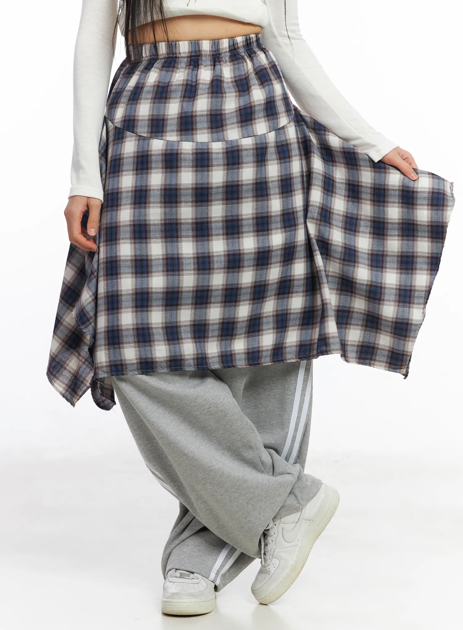 Asymmetric Plaid Midi Skirt CF506 - Image 10
