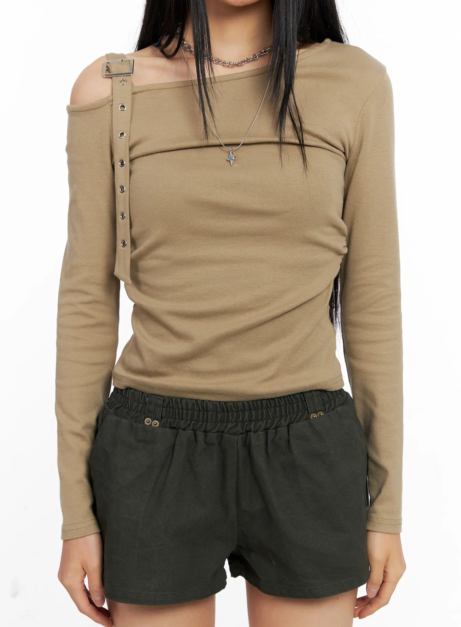 Asymmetric Strap Long Sleeve Top CO529 - Image 3