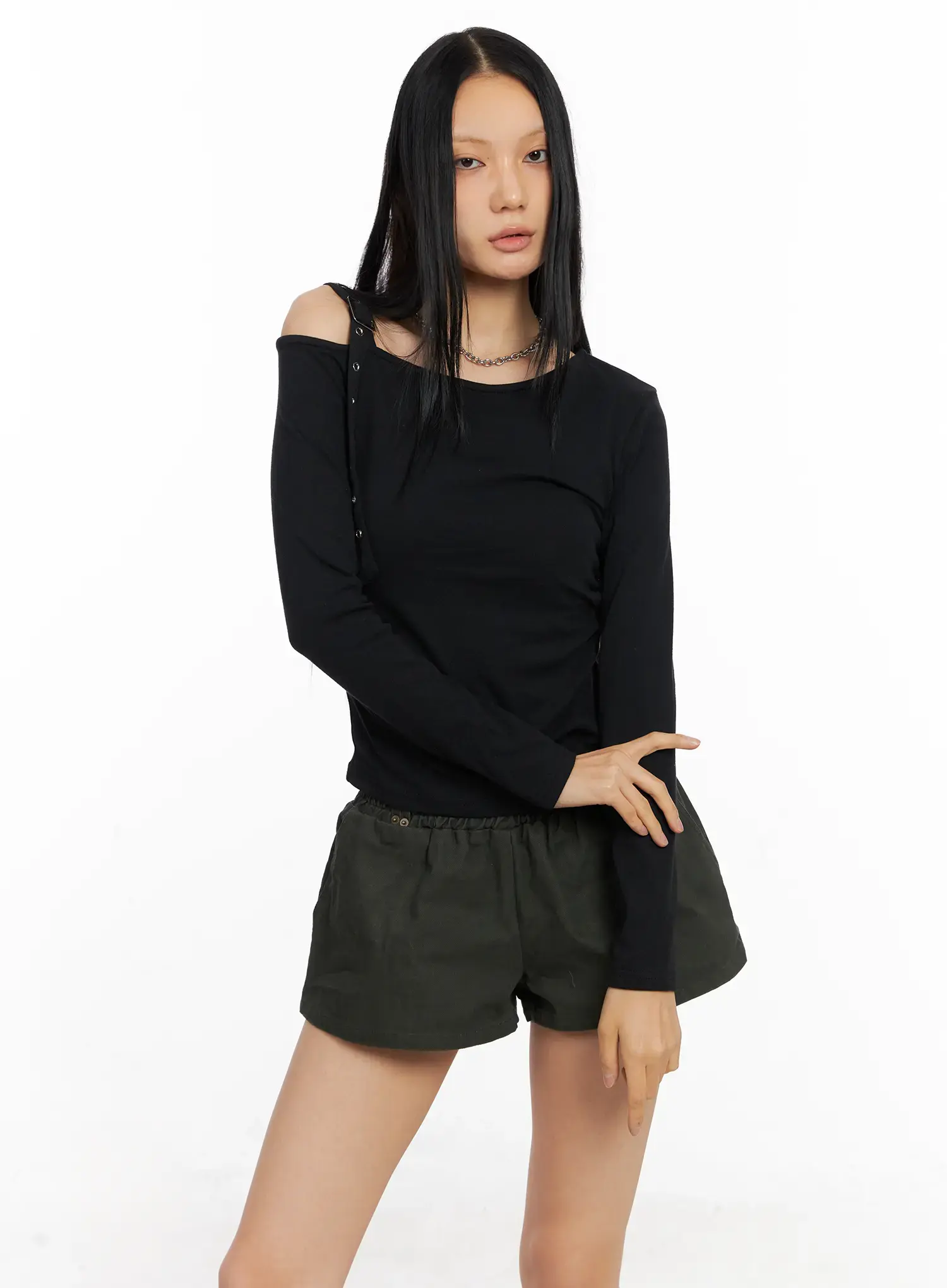 Asymmetric Strap Long Sleeve Top CO529 - Image 9
