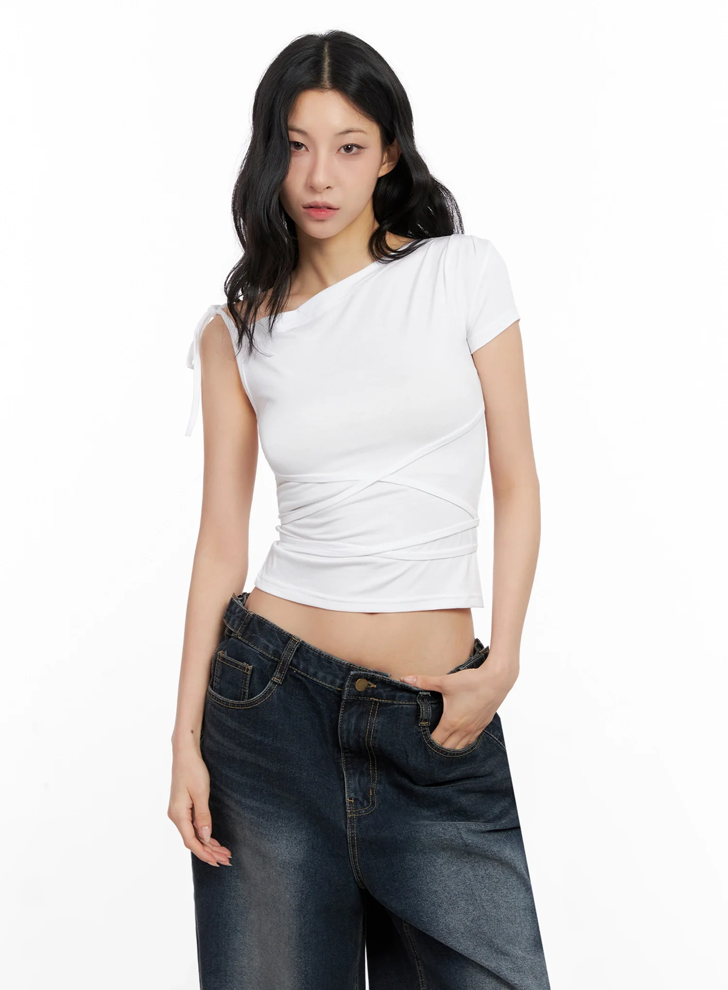 Asymmetric Strap Off-Shoulder Top IG508 - Image 8