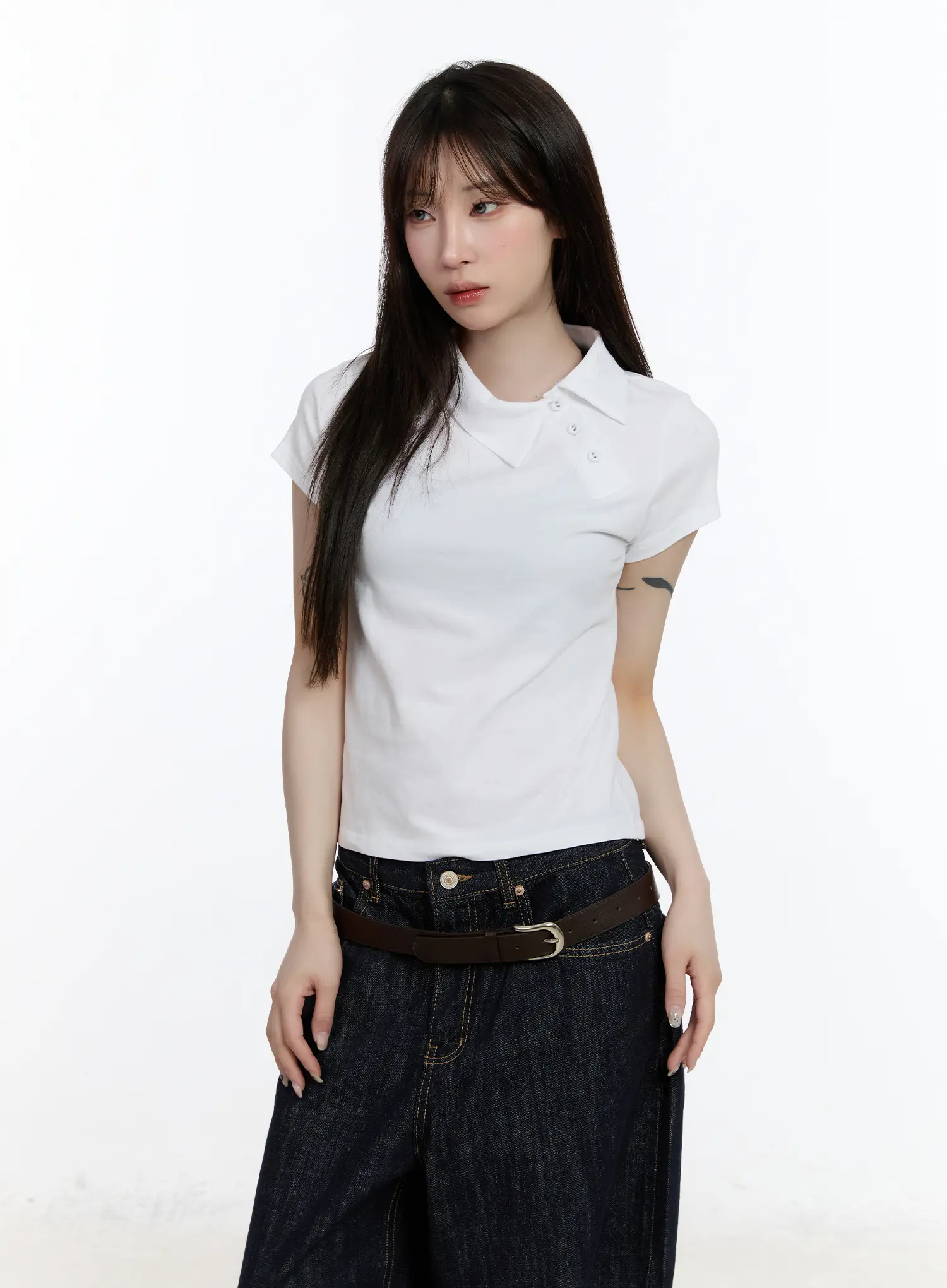 Asymmetrical Collar Short Sleeve Top CA501 - Image 9