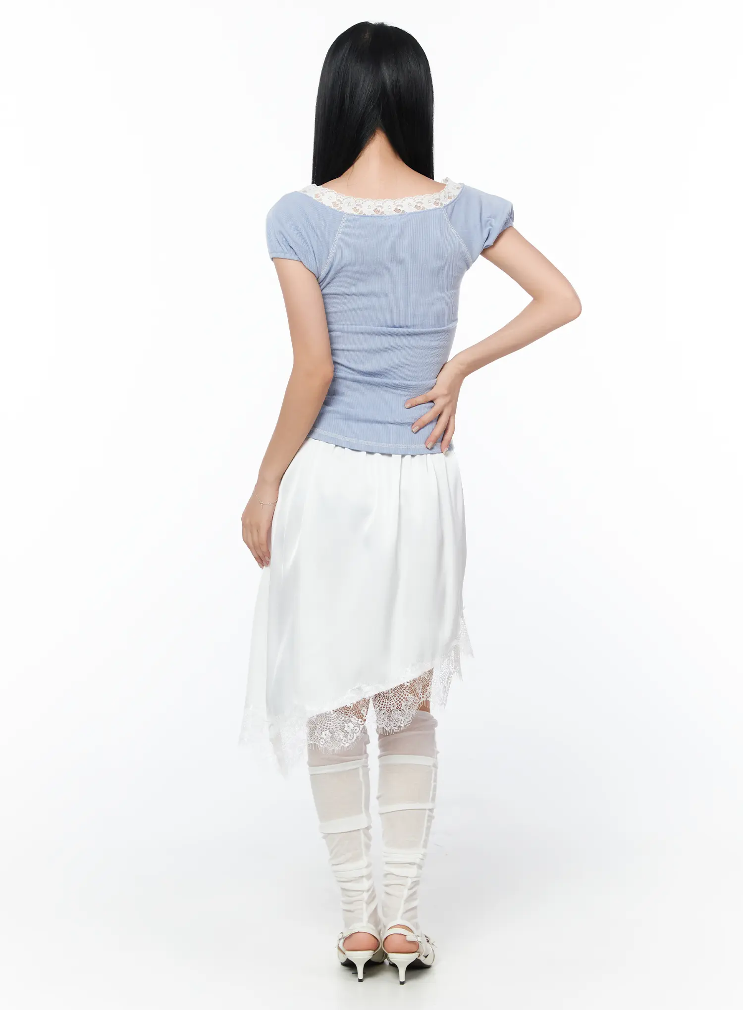 Asymmetrical Lace Midi Skirt CY512 - Image 8