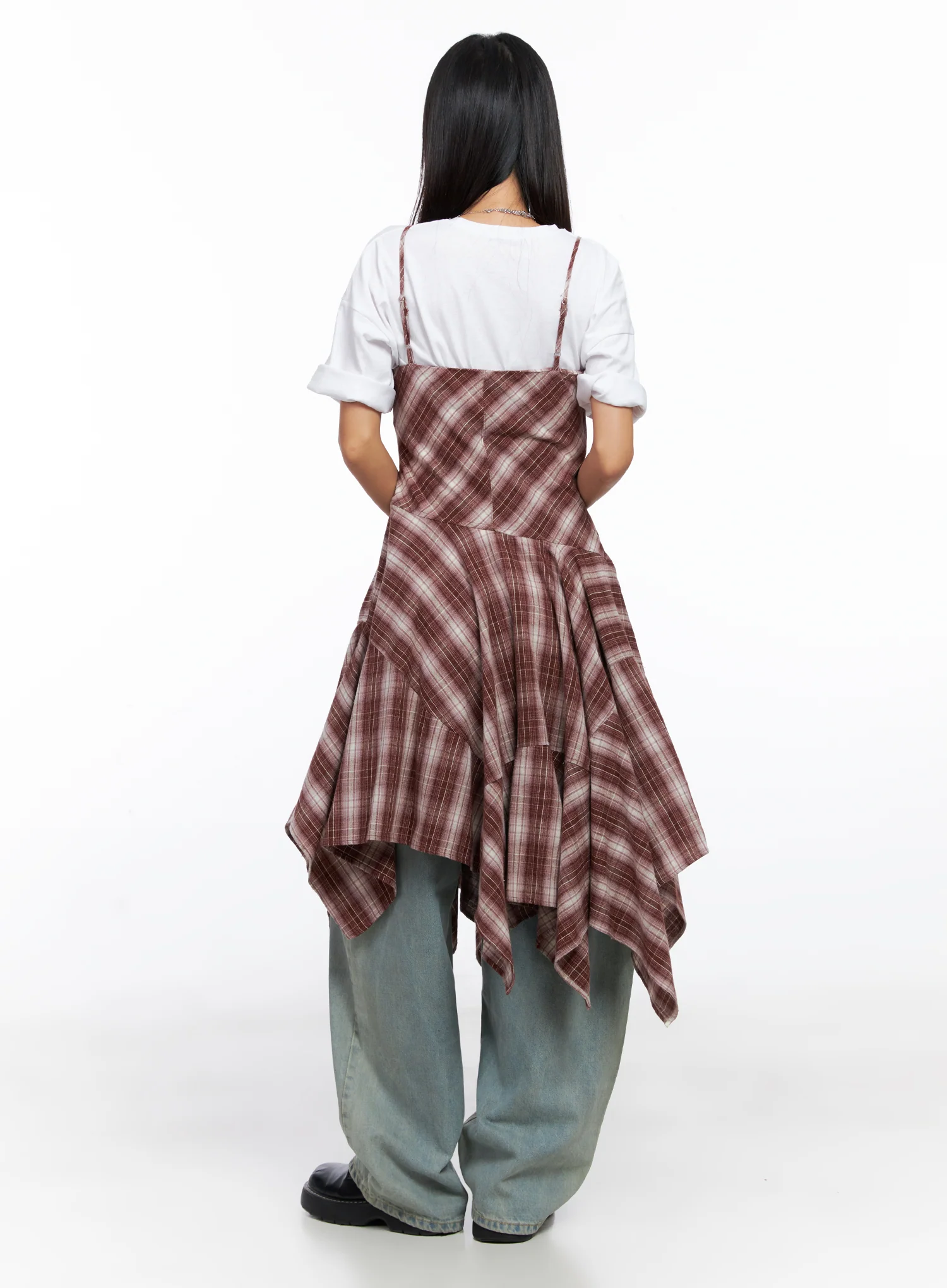 Asymmetrical Plaid Maxi Dress CO515 - Image 6