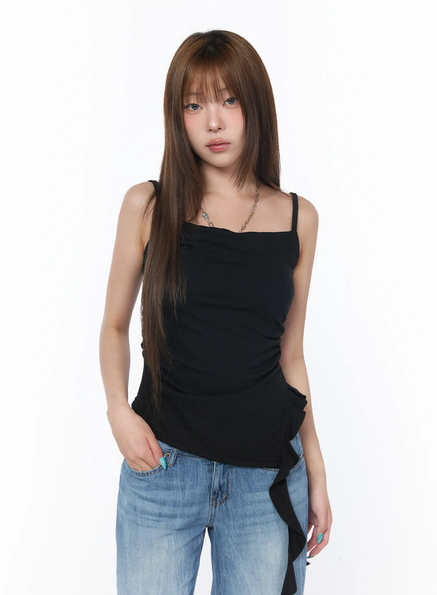 Asymmetrical Ruched Sleeveless Top CY529 - Image 11