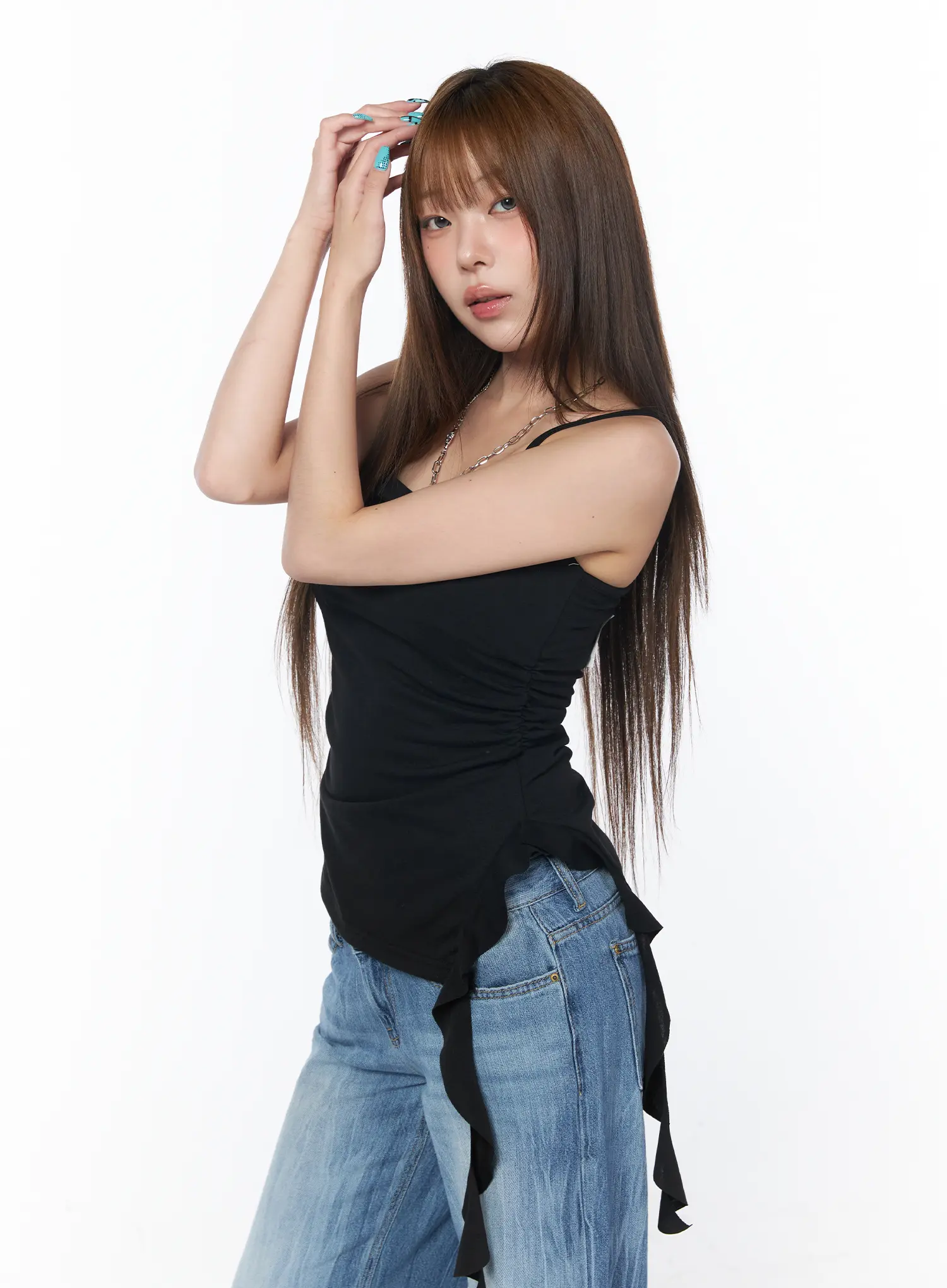 Asymmetrical Ruched Sleeveless Top CY529 - Image 2