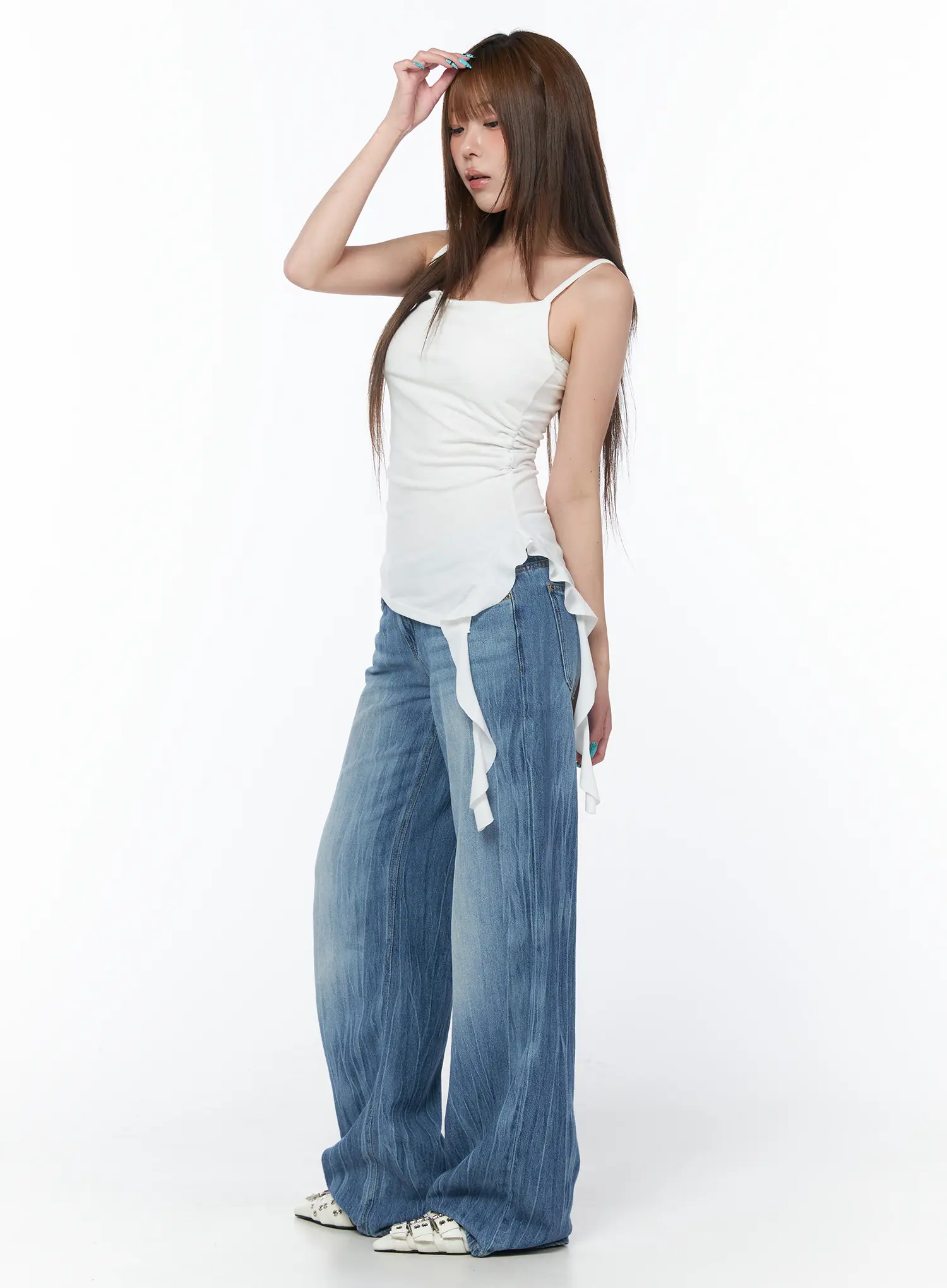 Asymmetrical Ruched Sleeveless Top CY529 - Image 4