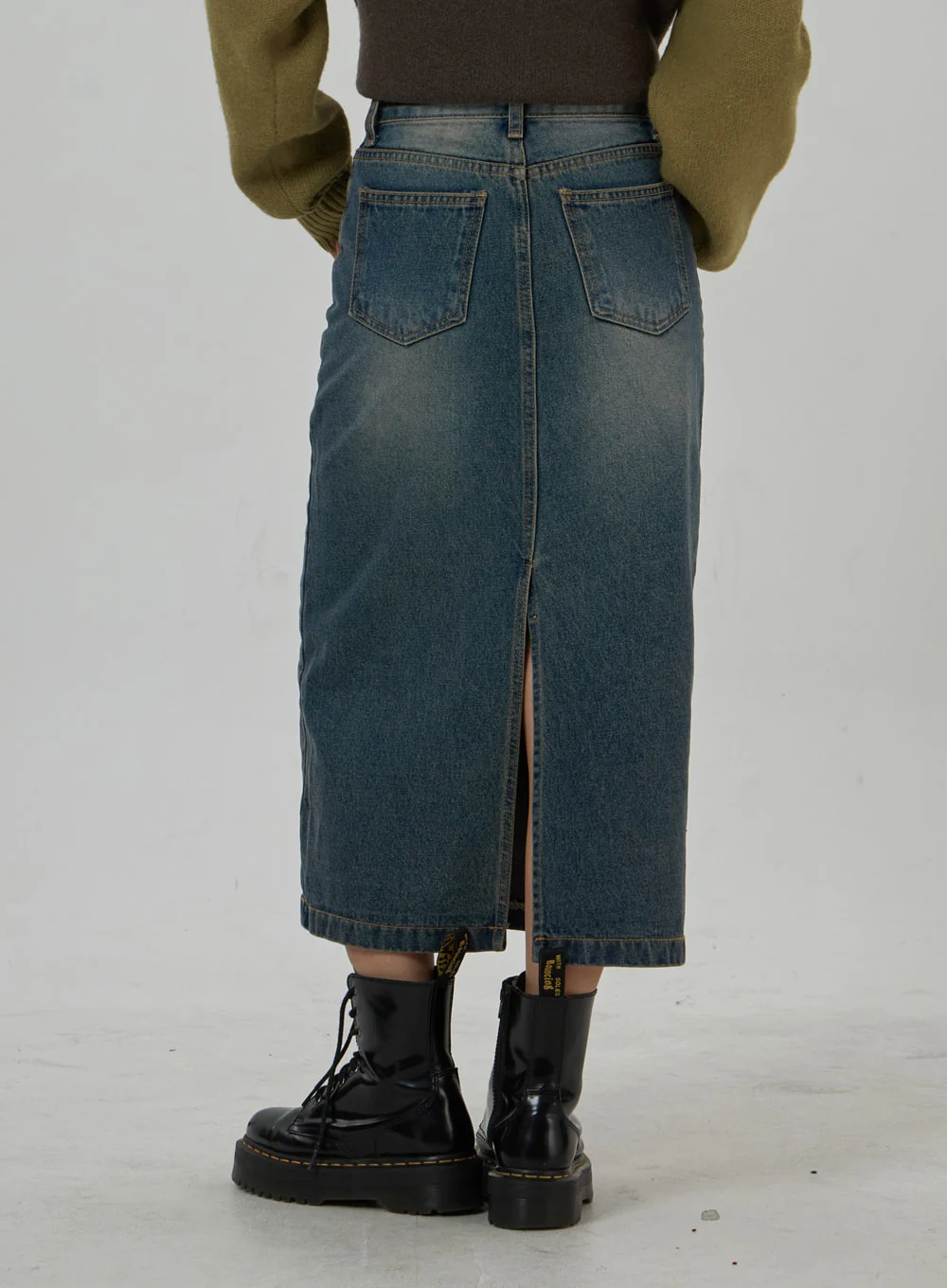 Back Slit Denim Maxi Skirt CD23 - Image 8