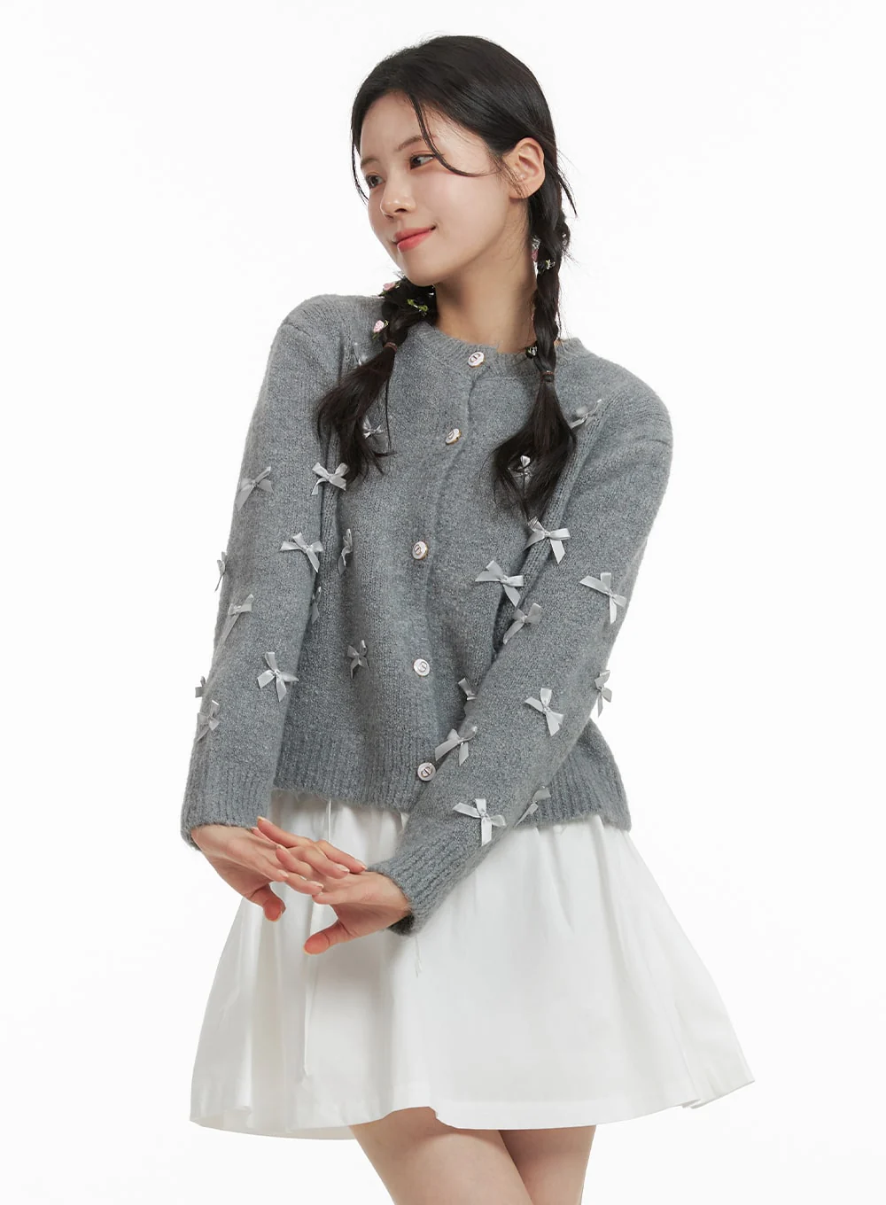 Balletcore Ribbon Button Up Sweater OJ418 - Image 3