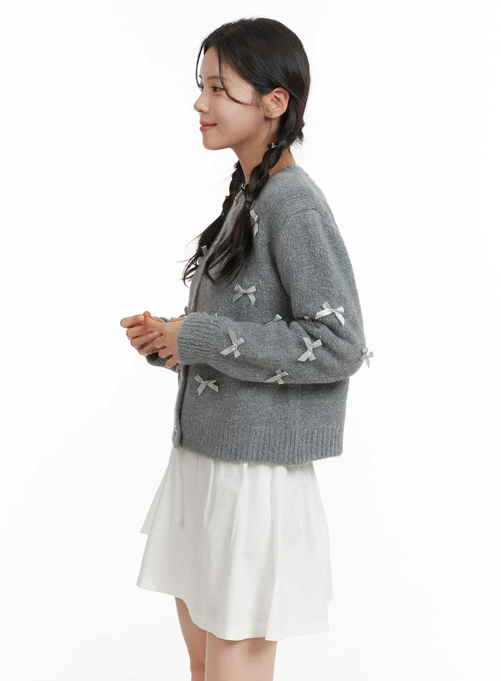 Balletcore Ribbon Button Up Sweater OJ418 - Image 5