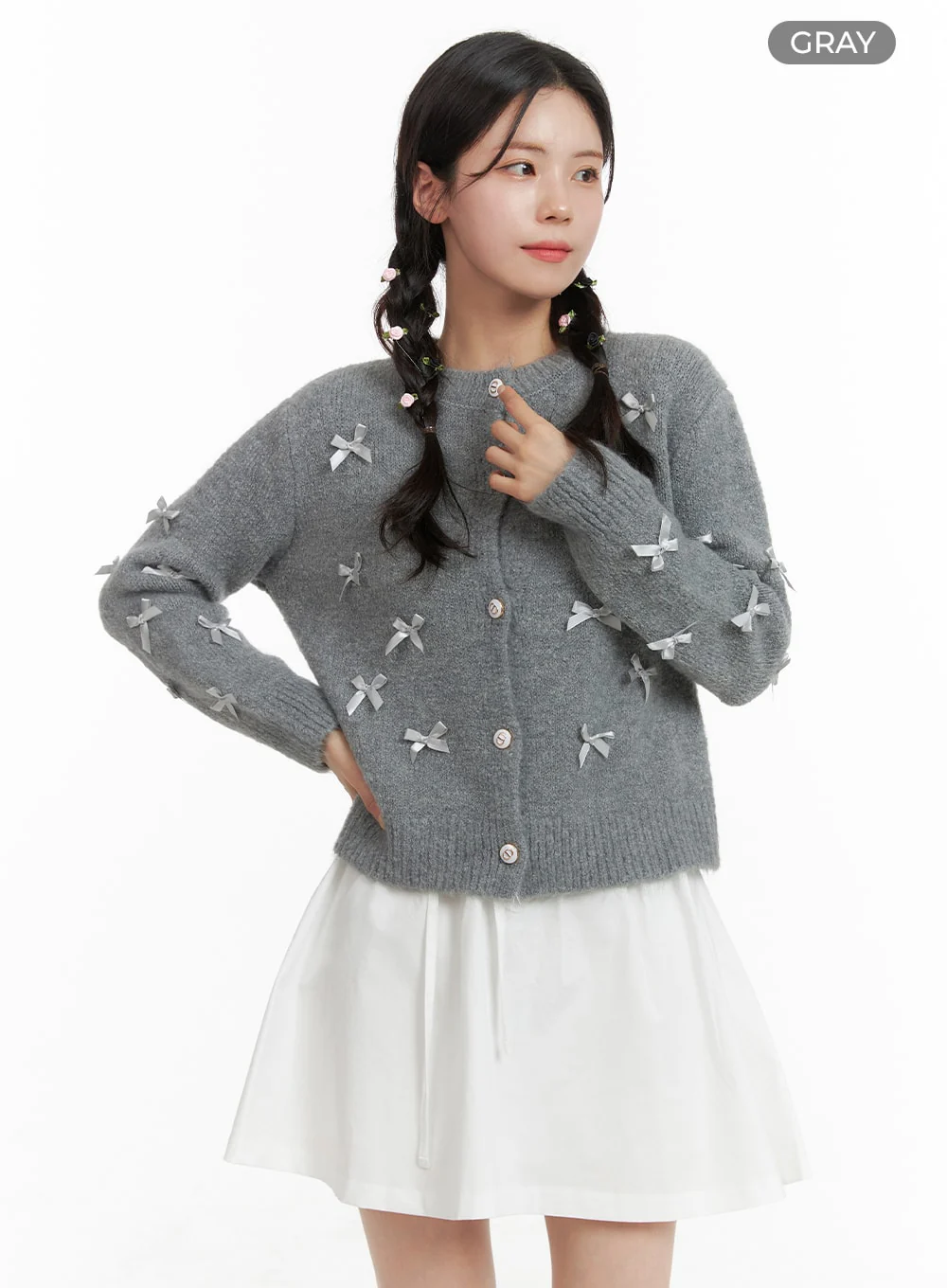 Balletcore Ribbon Button Up Sweater OJ418 - Image 7