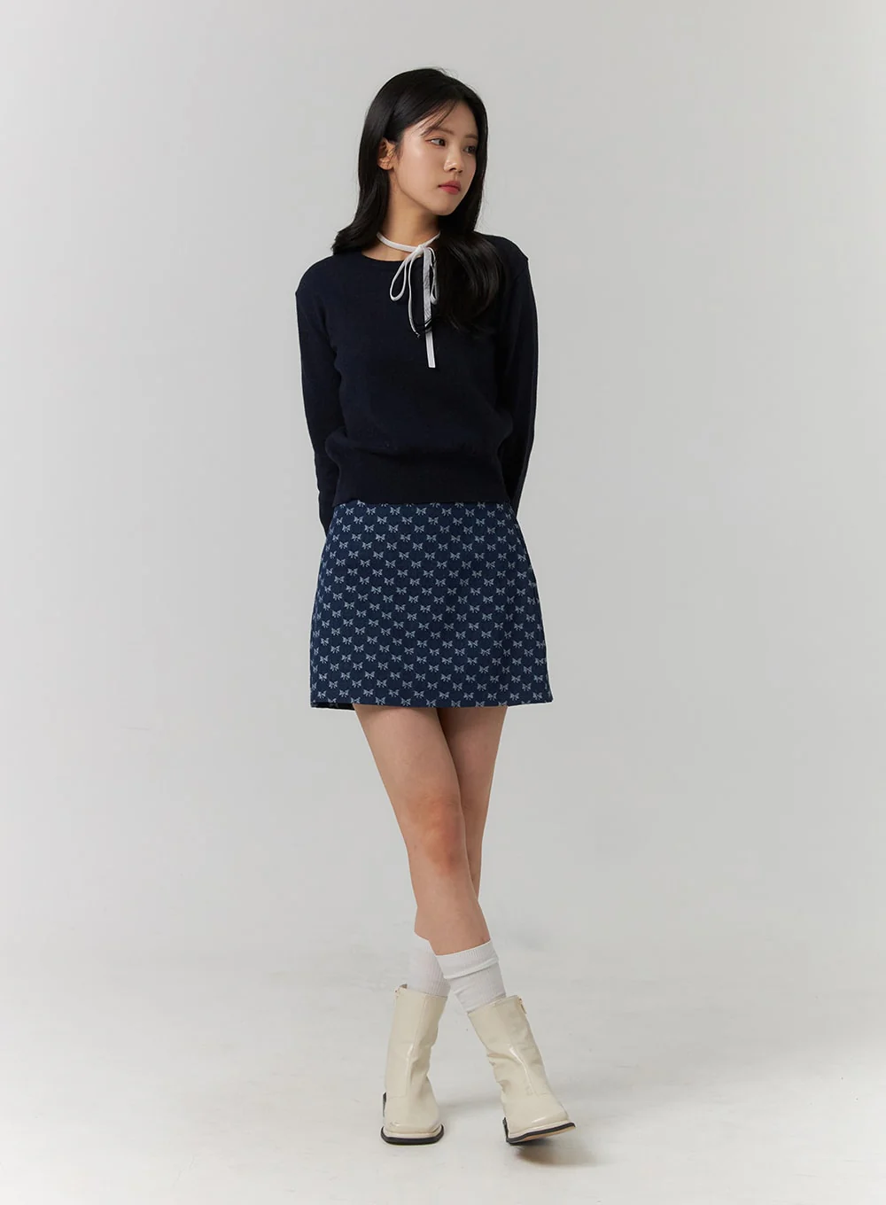 Balletcore Ribbon Graphic Mini Skirt OJ422 - Image 5
