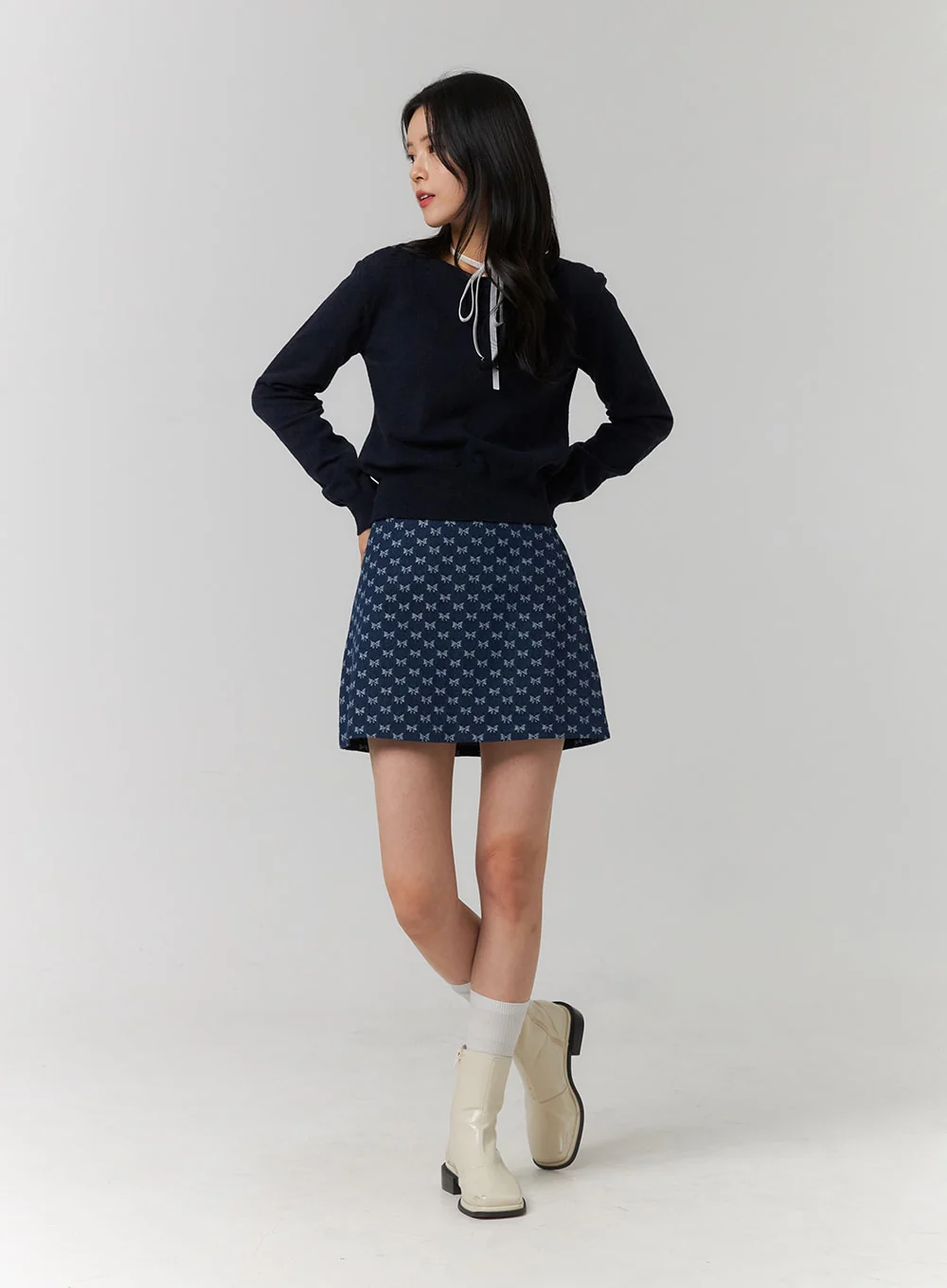 Balletcore Ribbon Graphic Mini Skirt OJ422 - Image 6