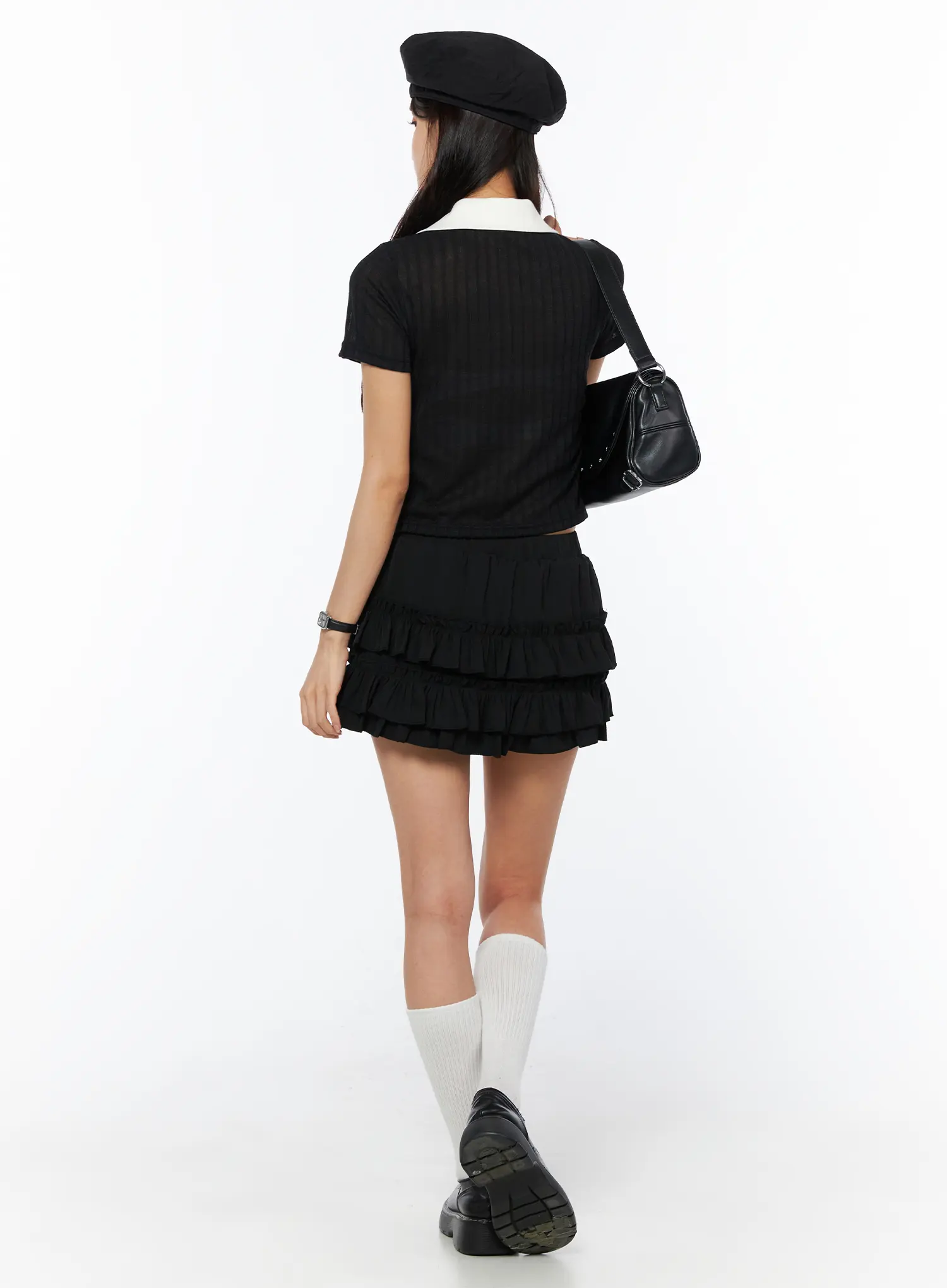 Banding Waist Ruffle Mini Skirt CU522 - Image 8