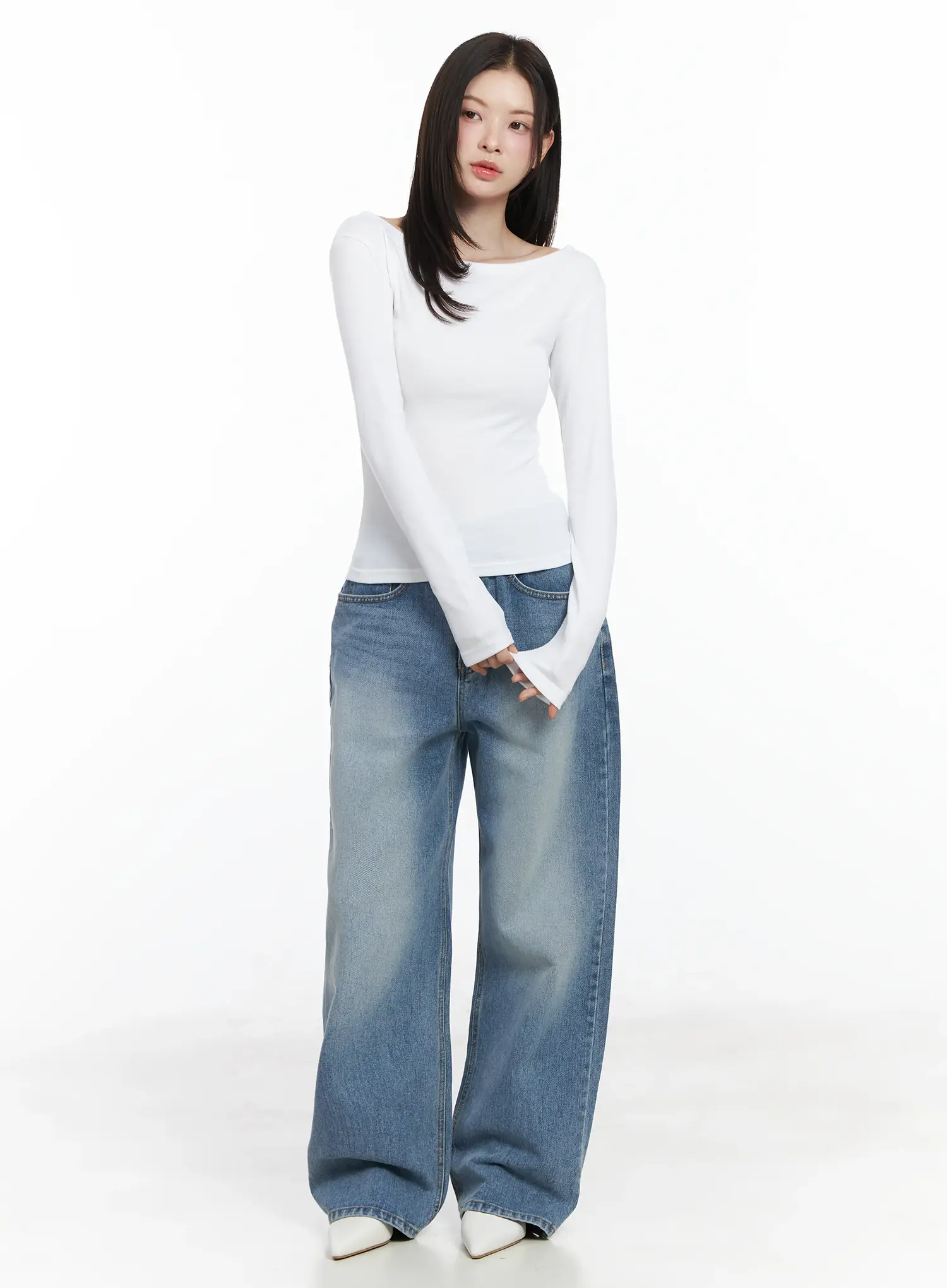 Basic Boat Neck Long Sleeve Top IF520 - Image 3