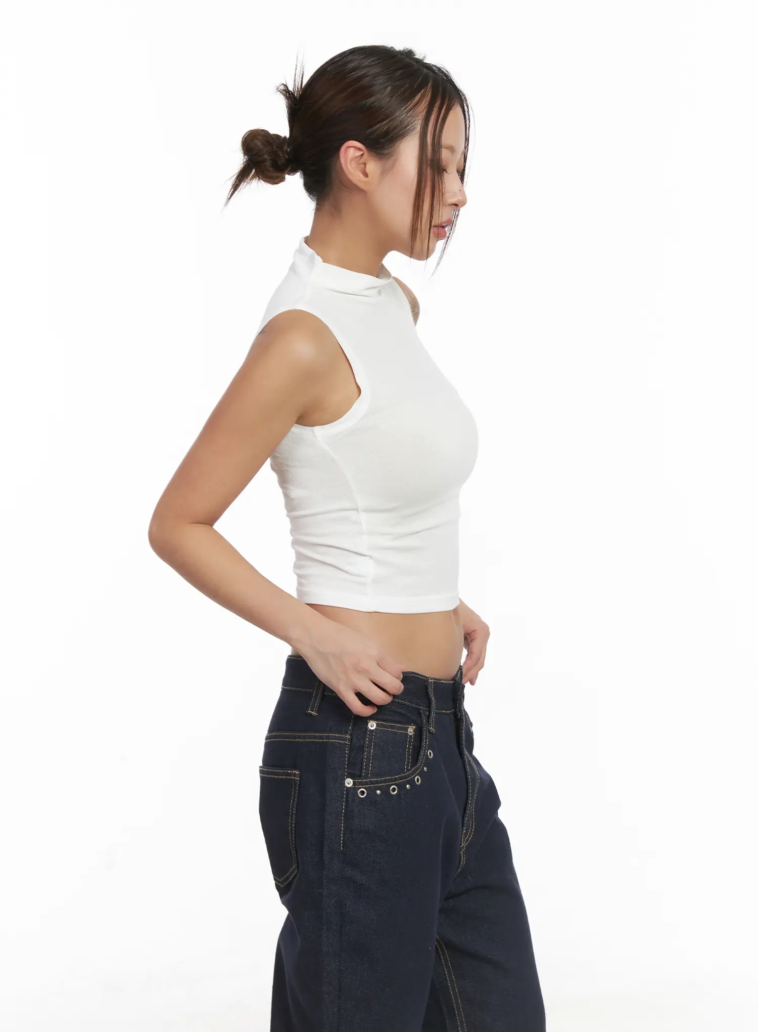 Basic Bock Neck Crop Tank CJ512 - Image 5