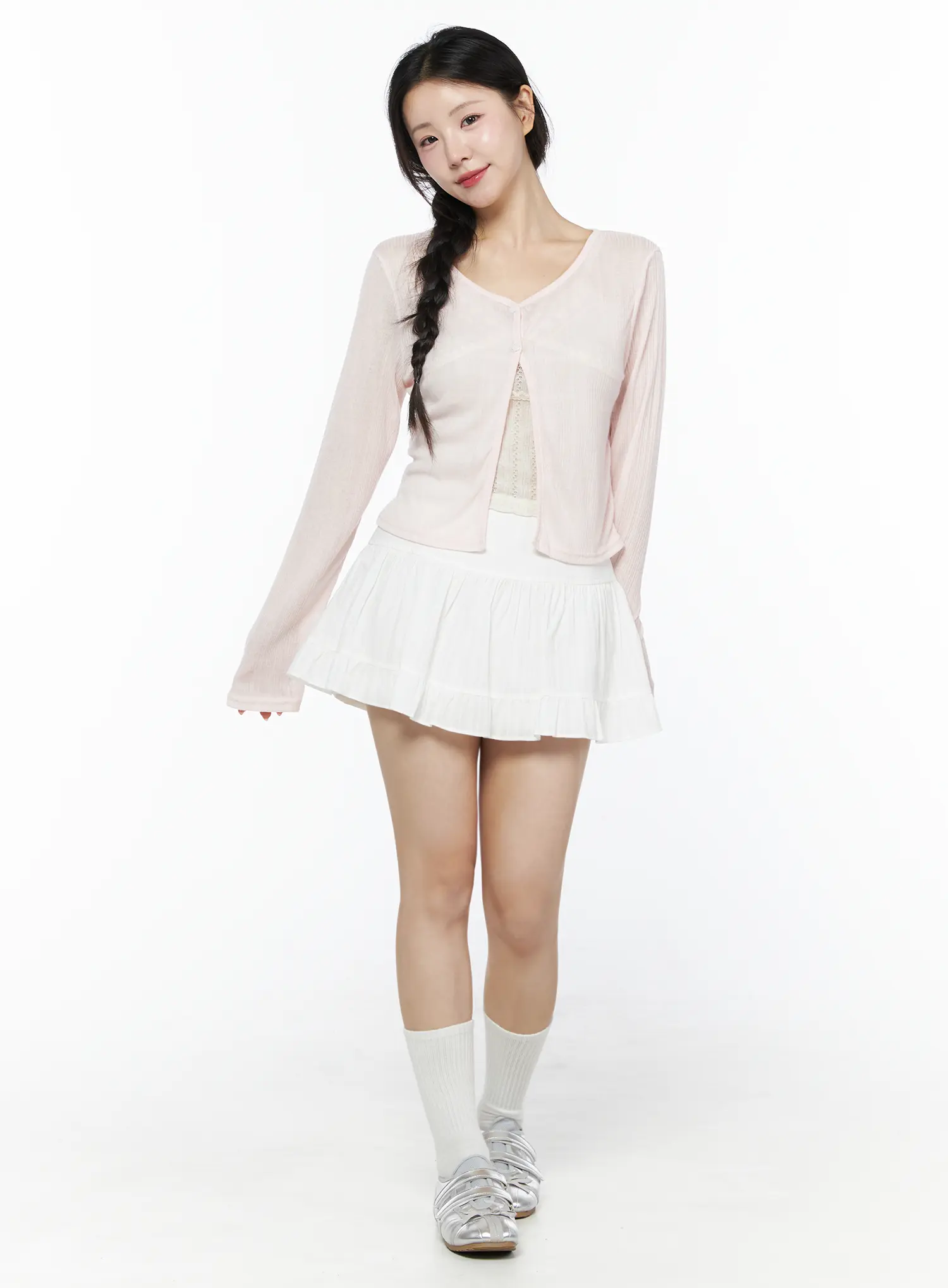 Basic Frill Flare Mini Skirt IU525 - Image 8