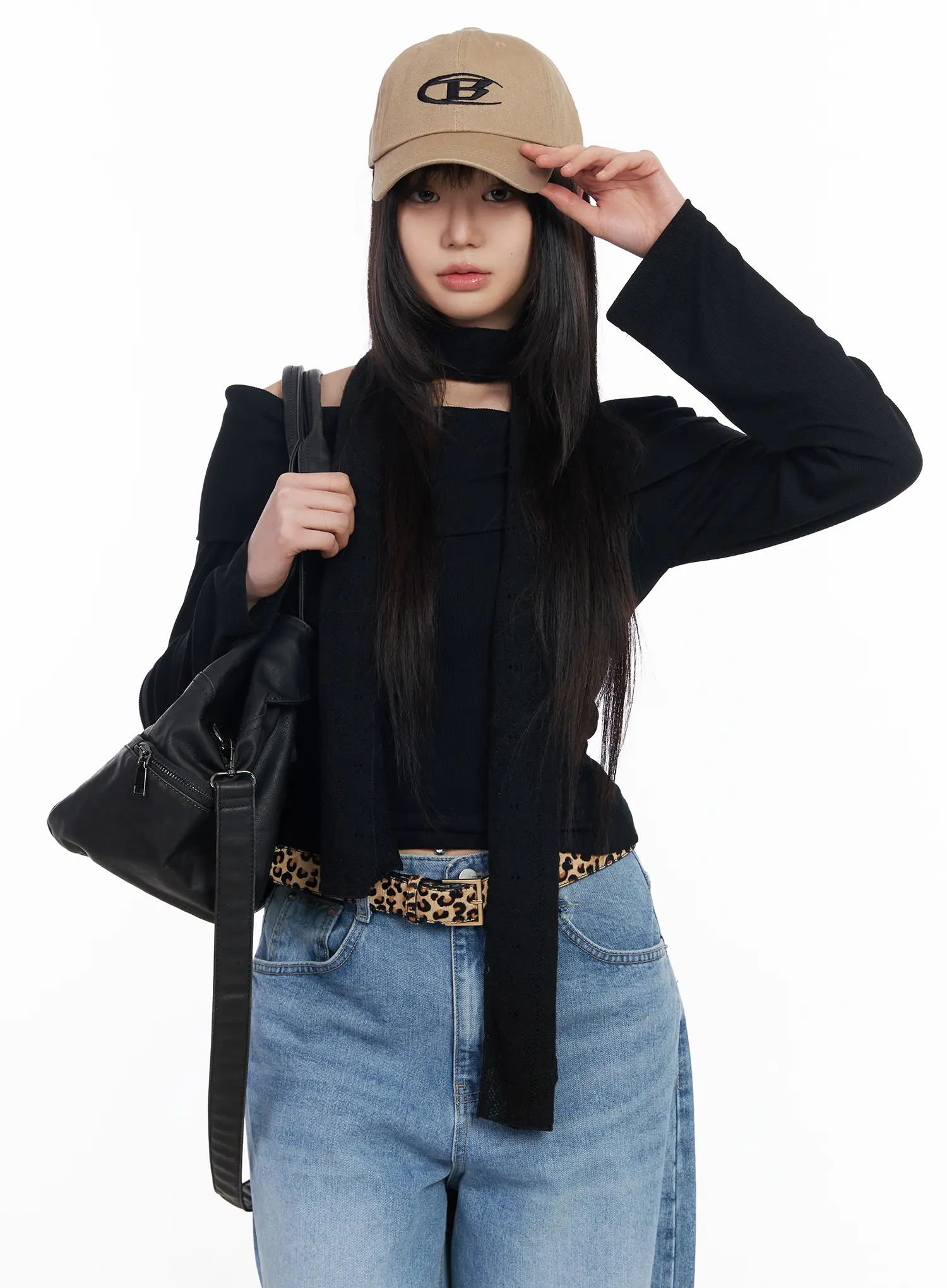 Basic Off-Shoulder Ribbed Long Sleeve Top CM512