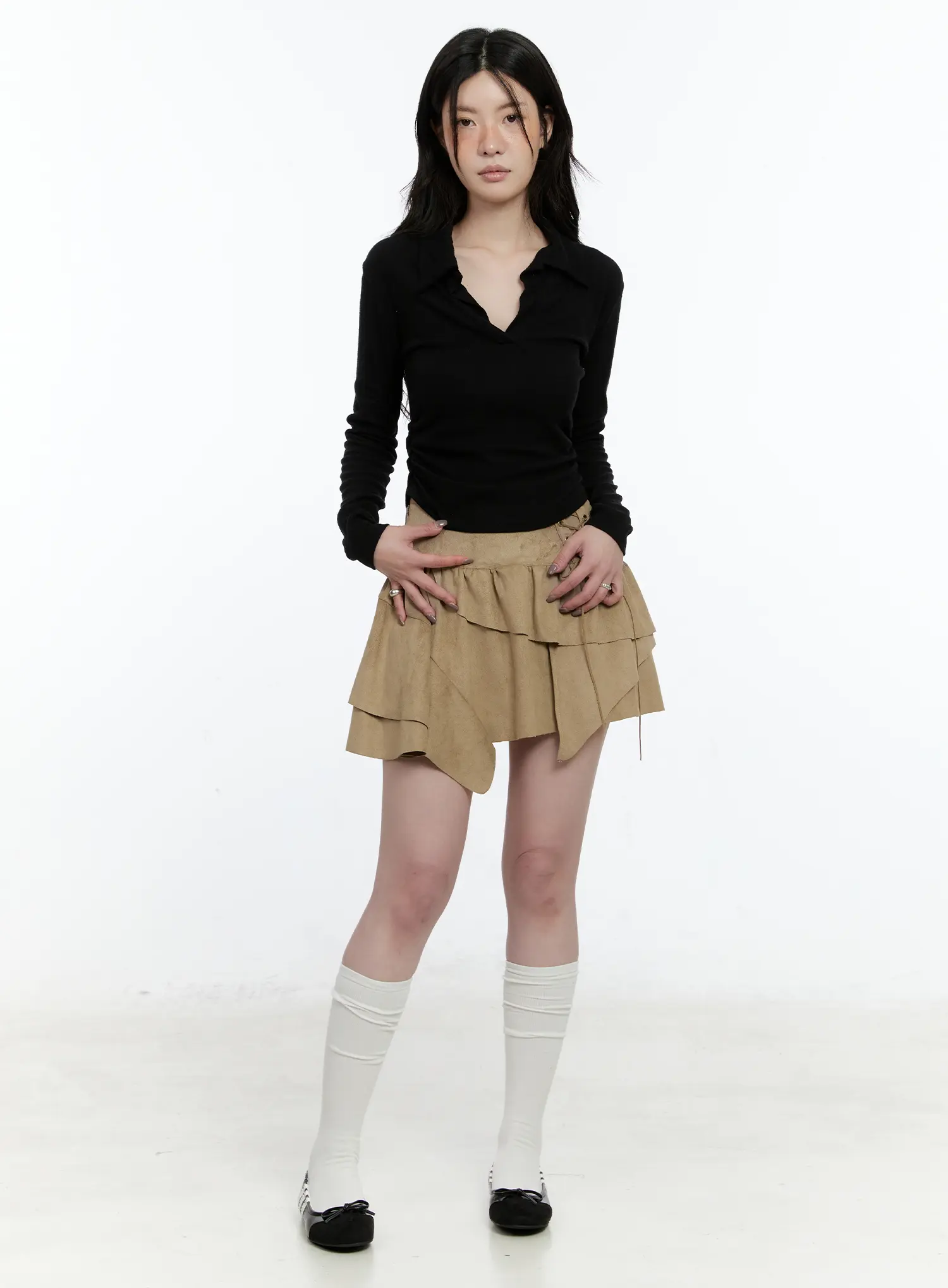Basic Polo Neck Long Sleeve Top CN517 - Image 4
