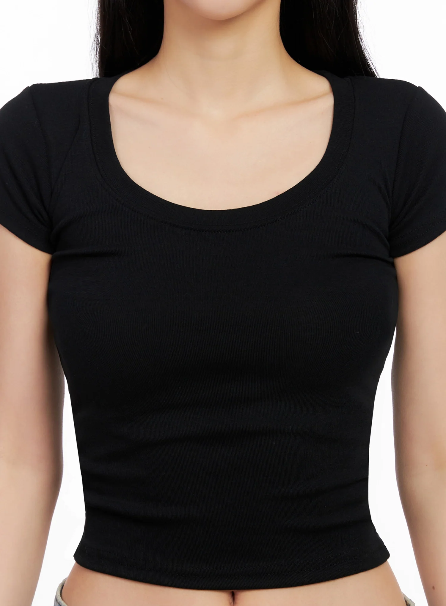 Basic Ribbed Cropped Tee IG508 - Image 3