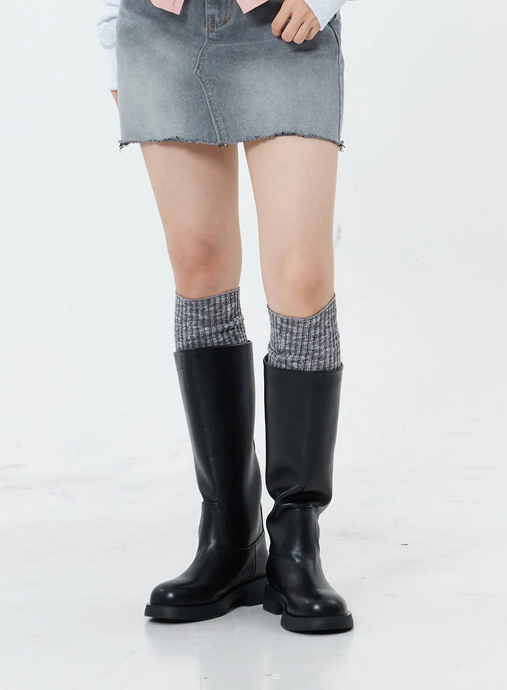 Basic Round Toe Wide Long Boots OS19 - Image 9