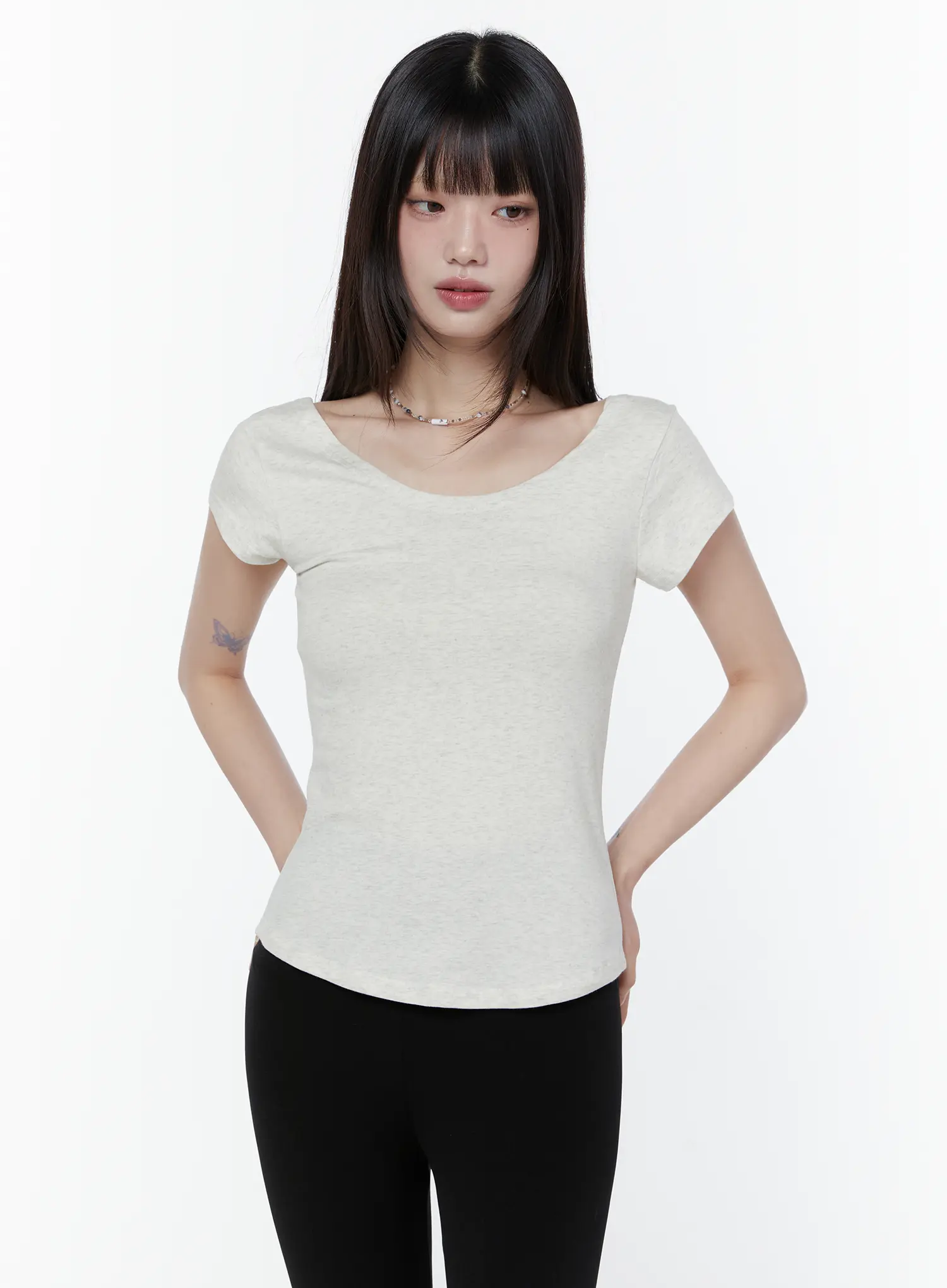 Basic Scoop Neck Short Sleeve Tee CU508 - Image 4