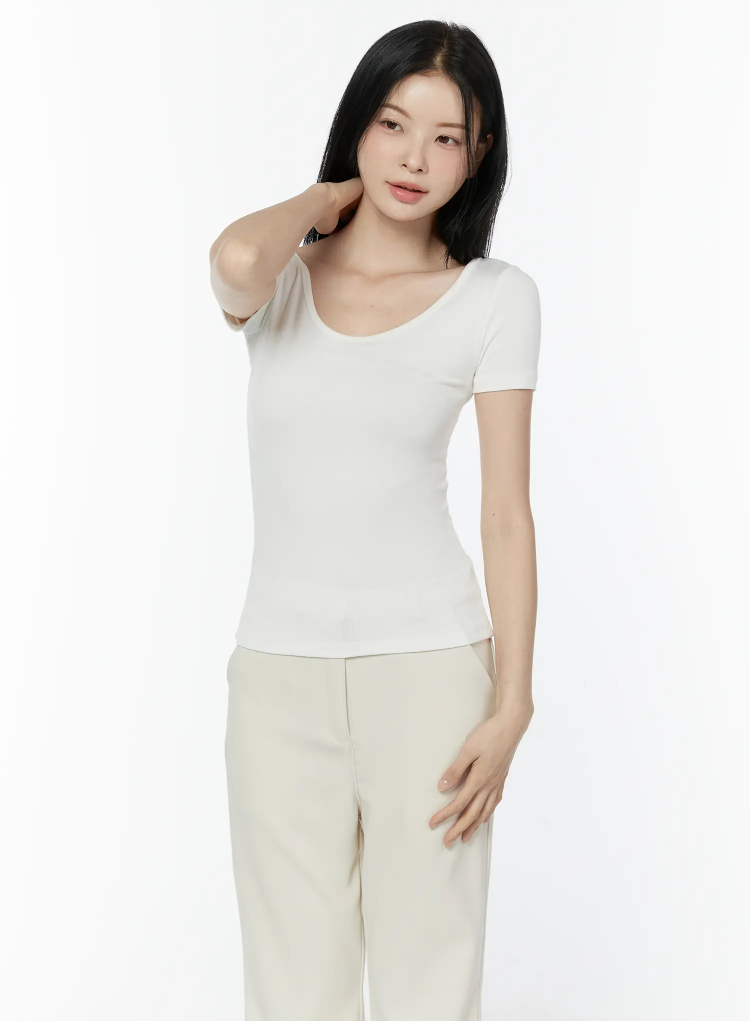 Basic Slim Fit Round Neck Tee IU503 - Image 7