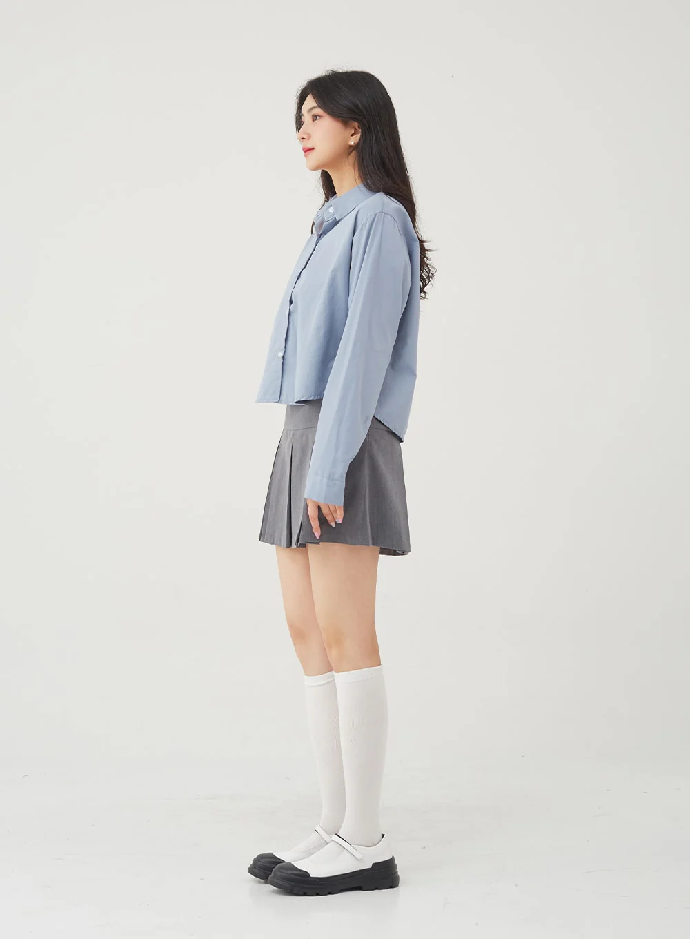 Basic Tone Down Color Crop Shirt BG23 - Image 30
