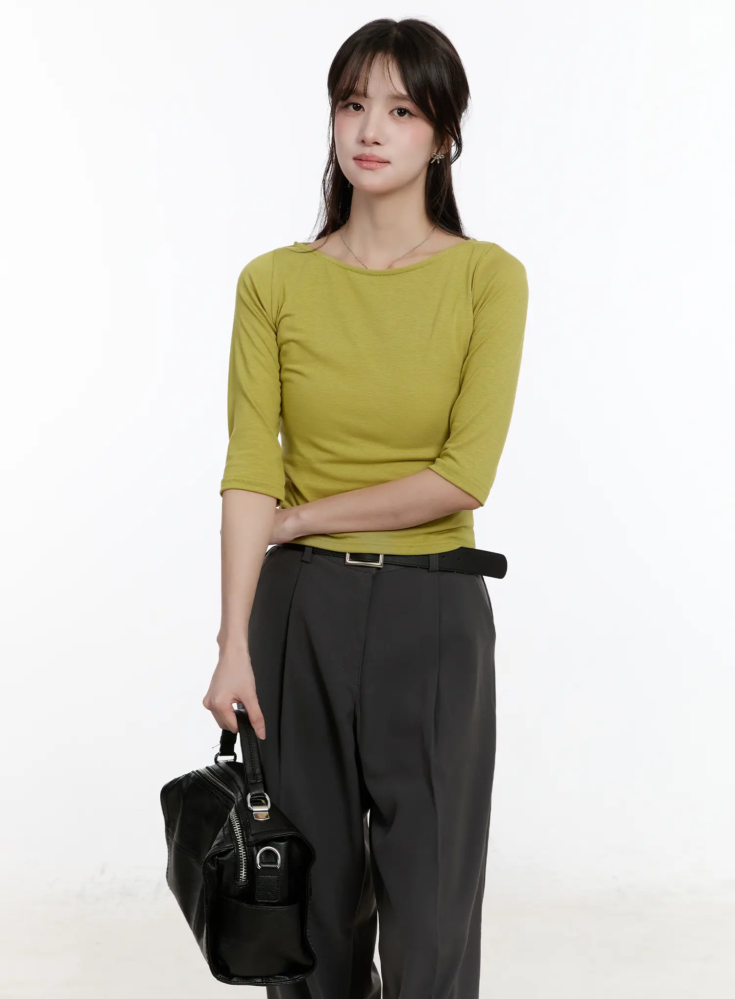 Basic U-Neck 3/4 Sleeve Tee CM505