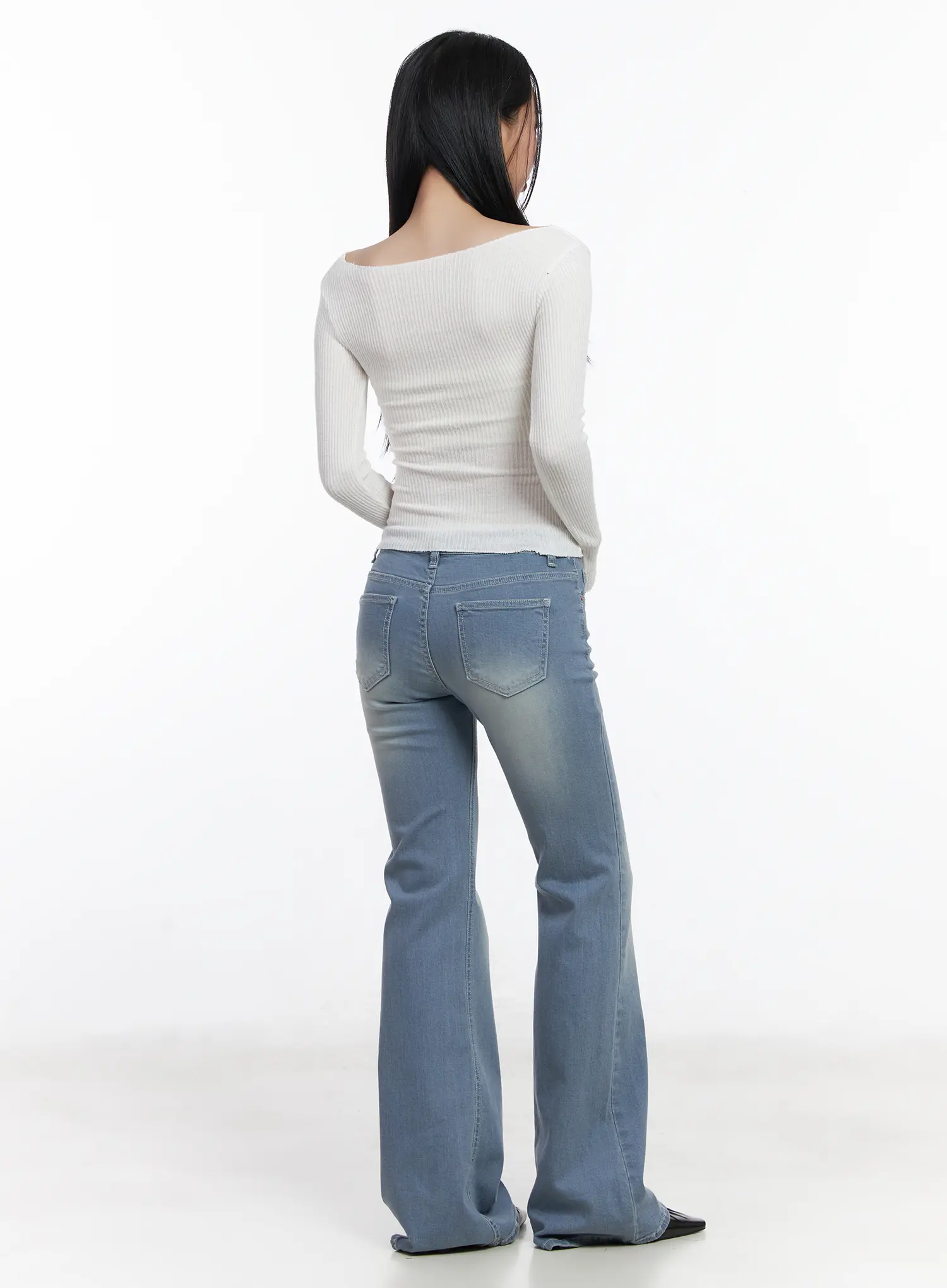 Basic V-Neck Ribbed Long Sleeve Top CF503 - Image 5